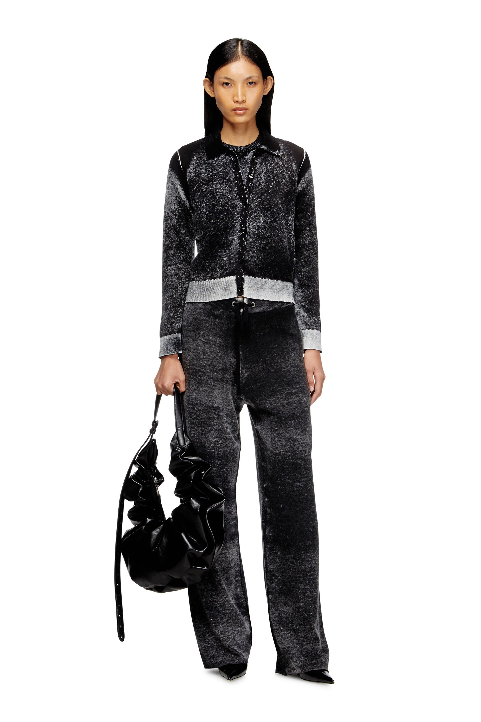 Diesel - M-LOREN, Female's 襟付きカーディガン in グレー/ブラック - 1