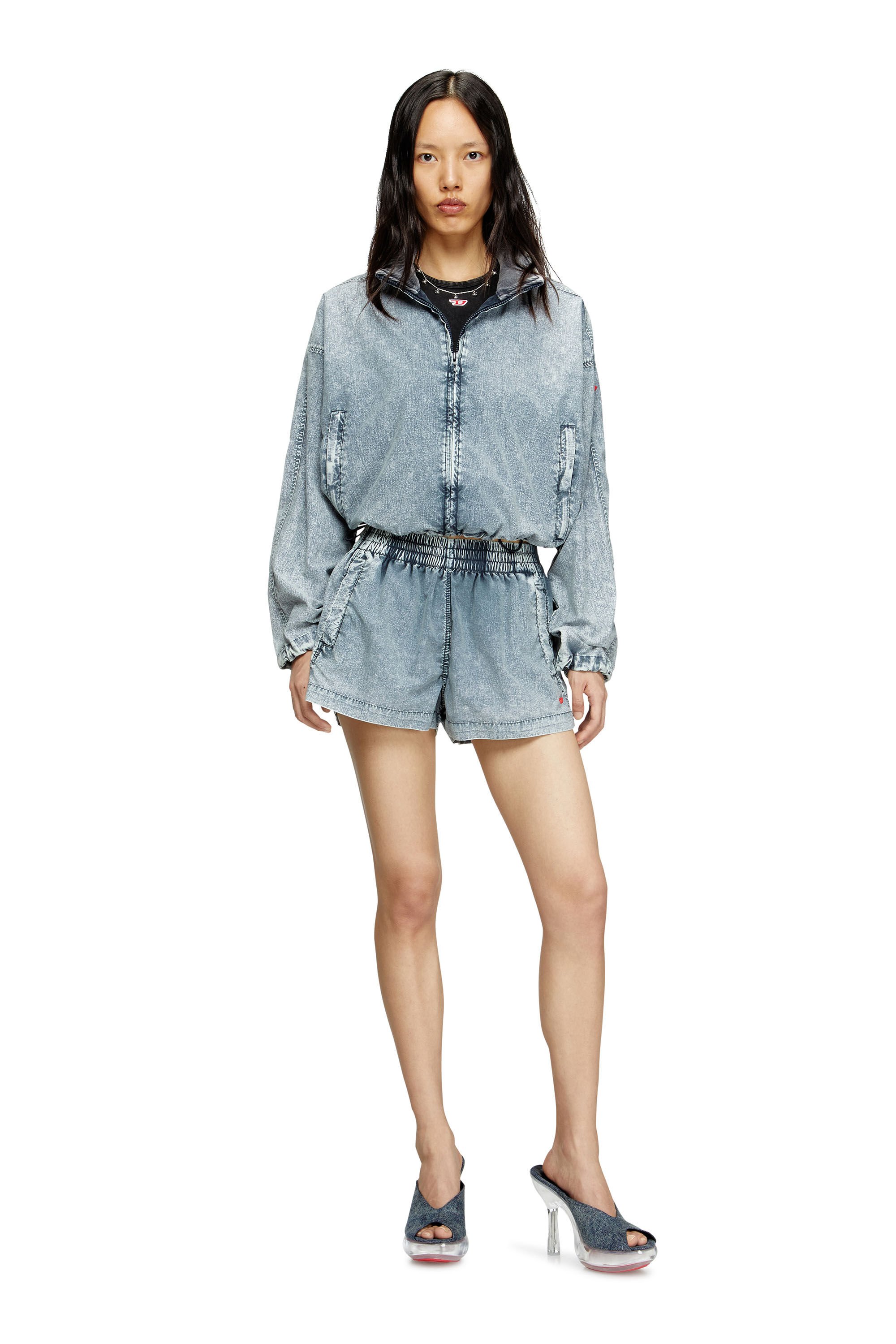 Diesel - G-LEAM-R1, Female's Cropped jacket in recycled nylon taslan in ライトブルー - 1