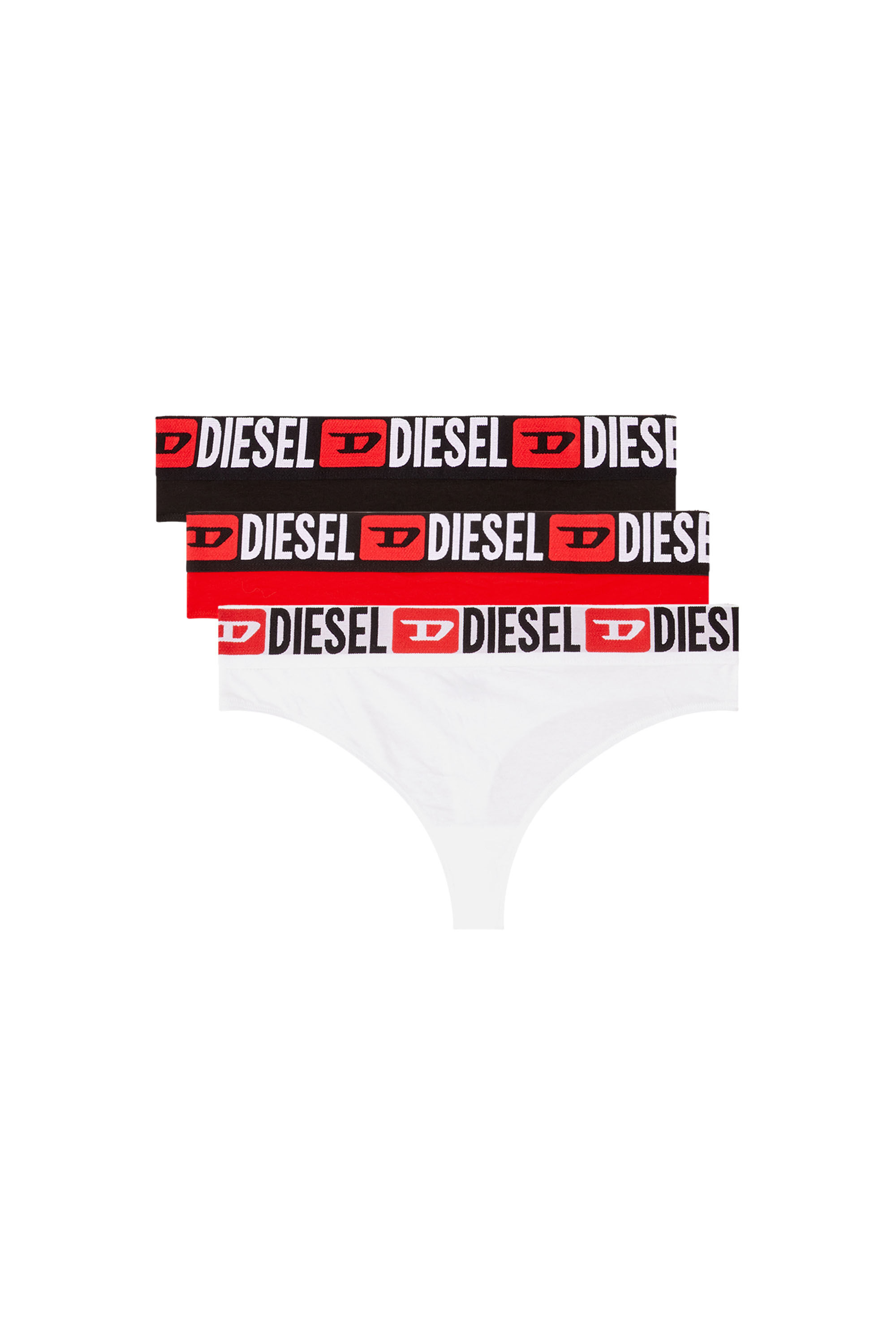 Diesel - UFST-STARS-THREEPACK, Female's 3-pack thongs with logo waist in ブラック/レッド - 2
