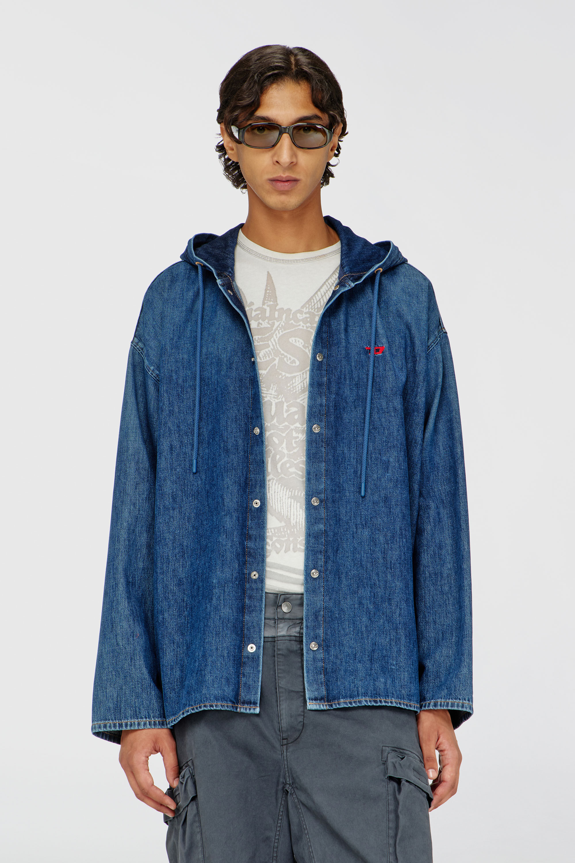 D-DEWNY-HOOD フーディーシャツ｜ブルー｜メンズ｜DIESEL