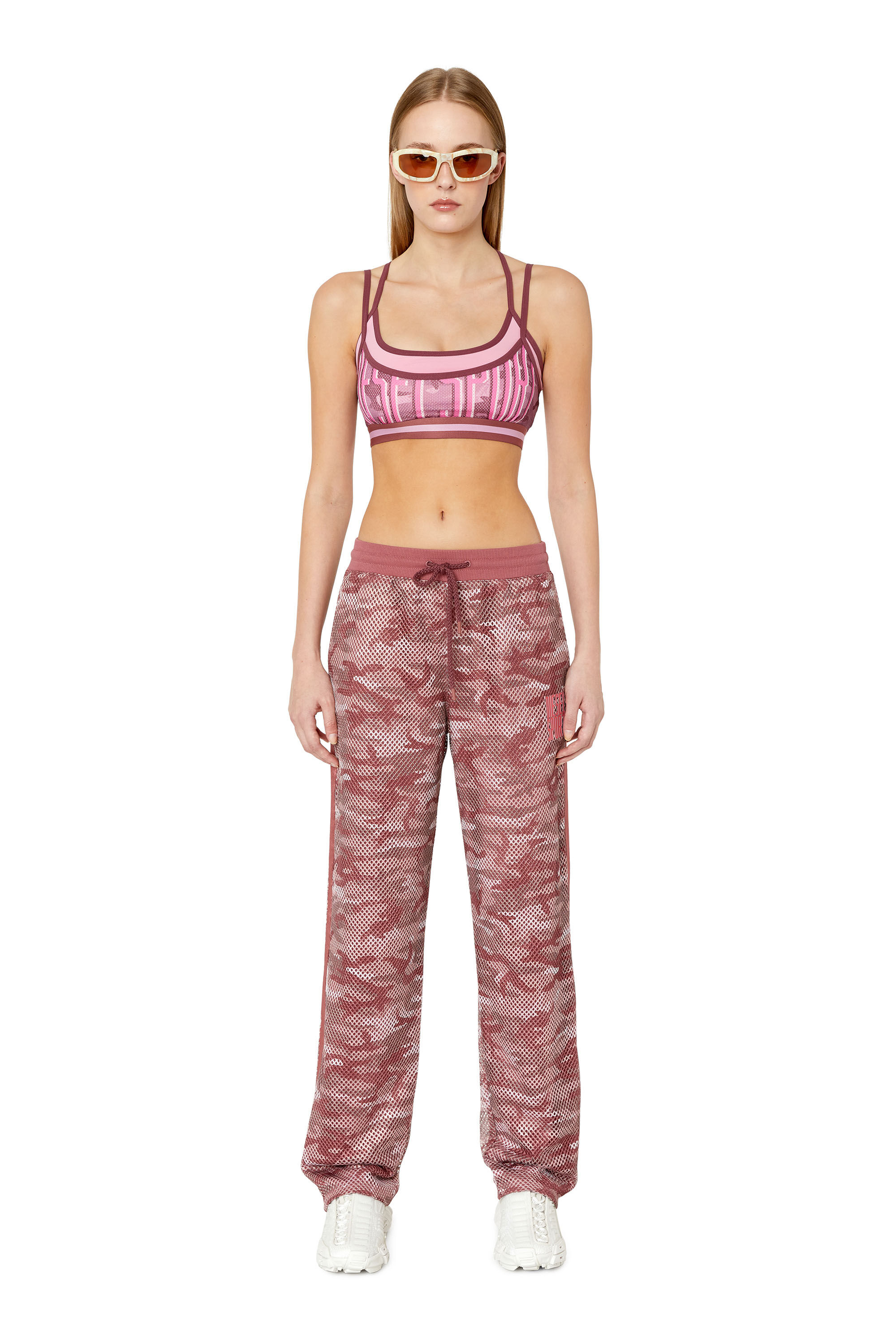 Diesel - AWSB-RUE-HT02, Female's パンツ スウェット スポーツ in ピンク / ホワイト - 1