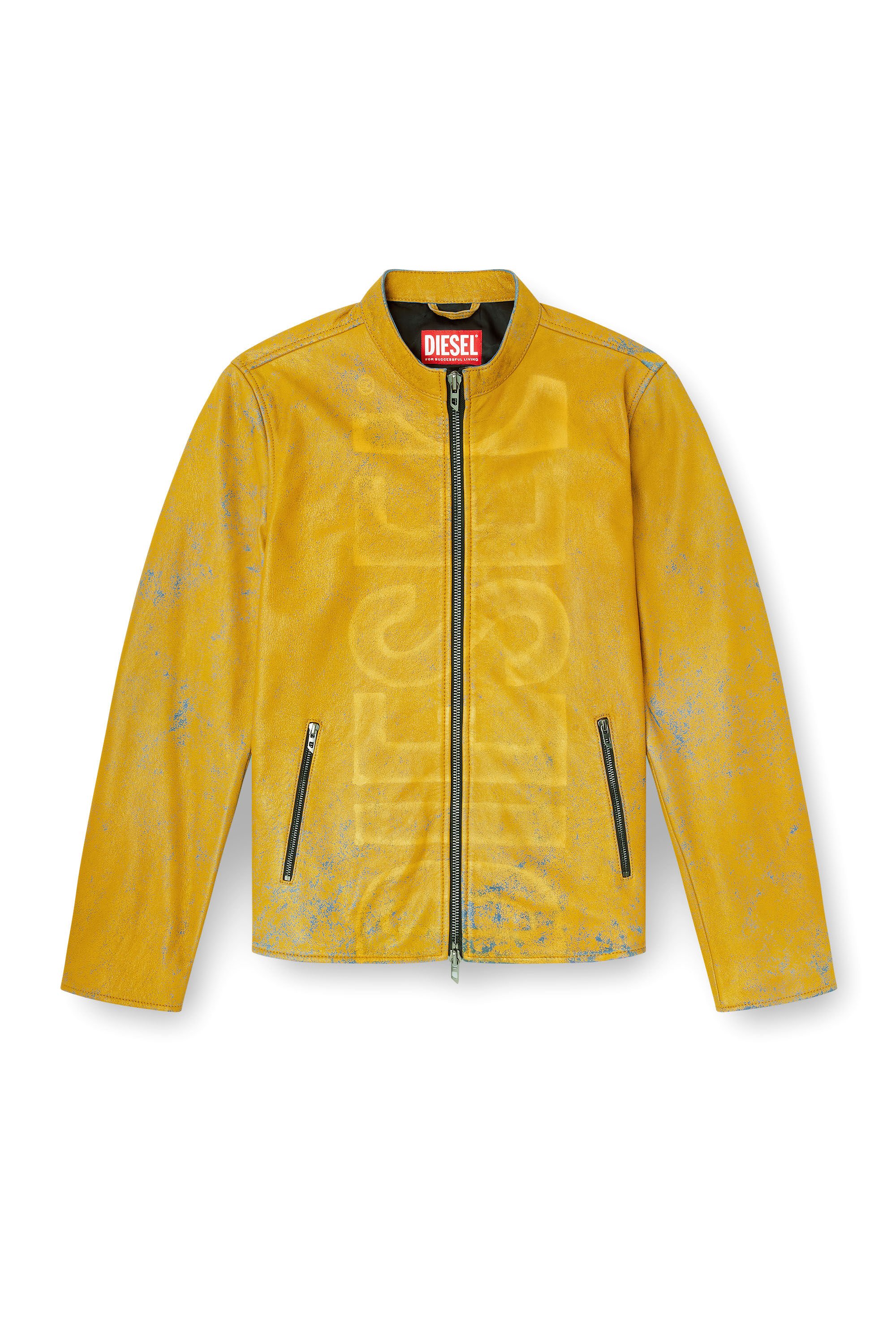 Diesel - L-EVERT-A, Male's レザージャケット in イエロー - 2