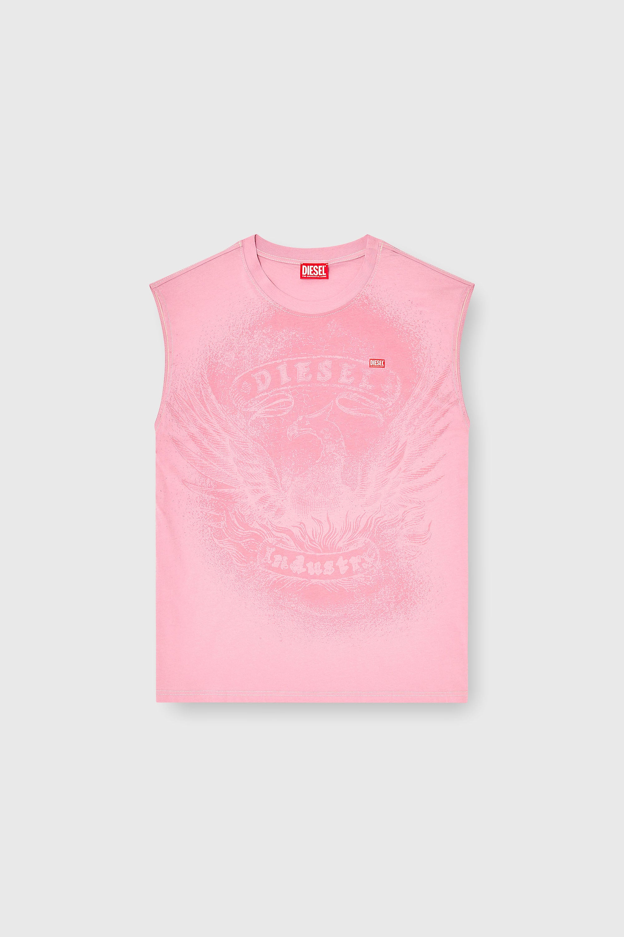 Diesel - T-BOXT-SL-NOTCH, Male's スリーブレストップ in ピンク / ホワイト - 2