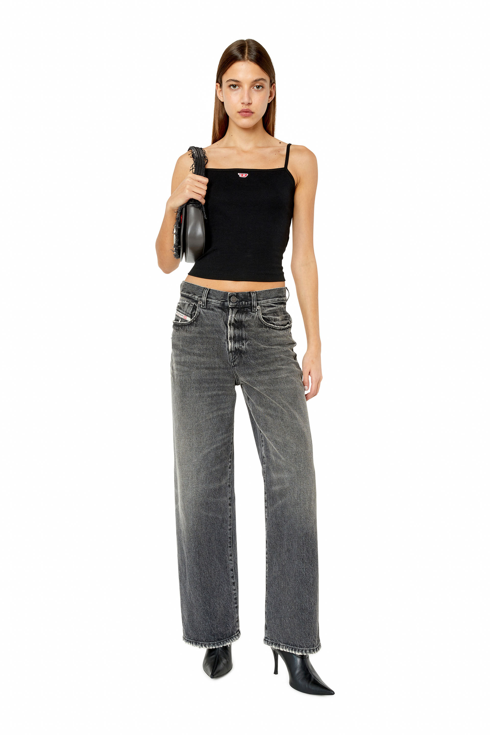 Diesel - Bootcut and Flare Jeans 2000 Widee 007K8, Female's SS23  デニム フレアレッグ ブーツカット ブラック in ブラック/ダークグレー - 1