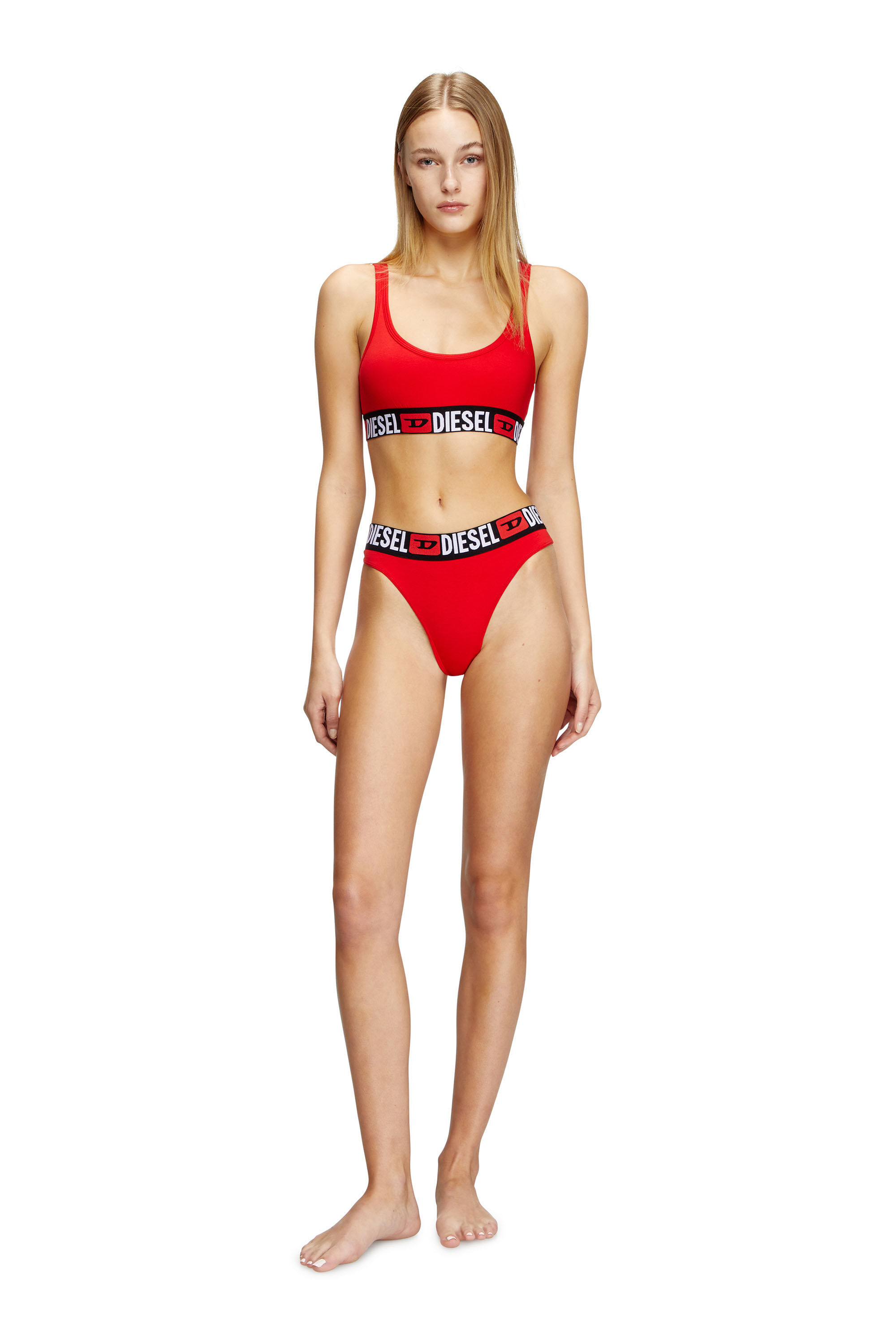 Diesel - UFST-STARS-THREEPACK, Female's 3-pack thongs with logo waist in ブラック/レッド - 1