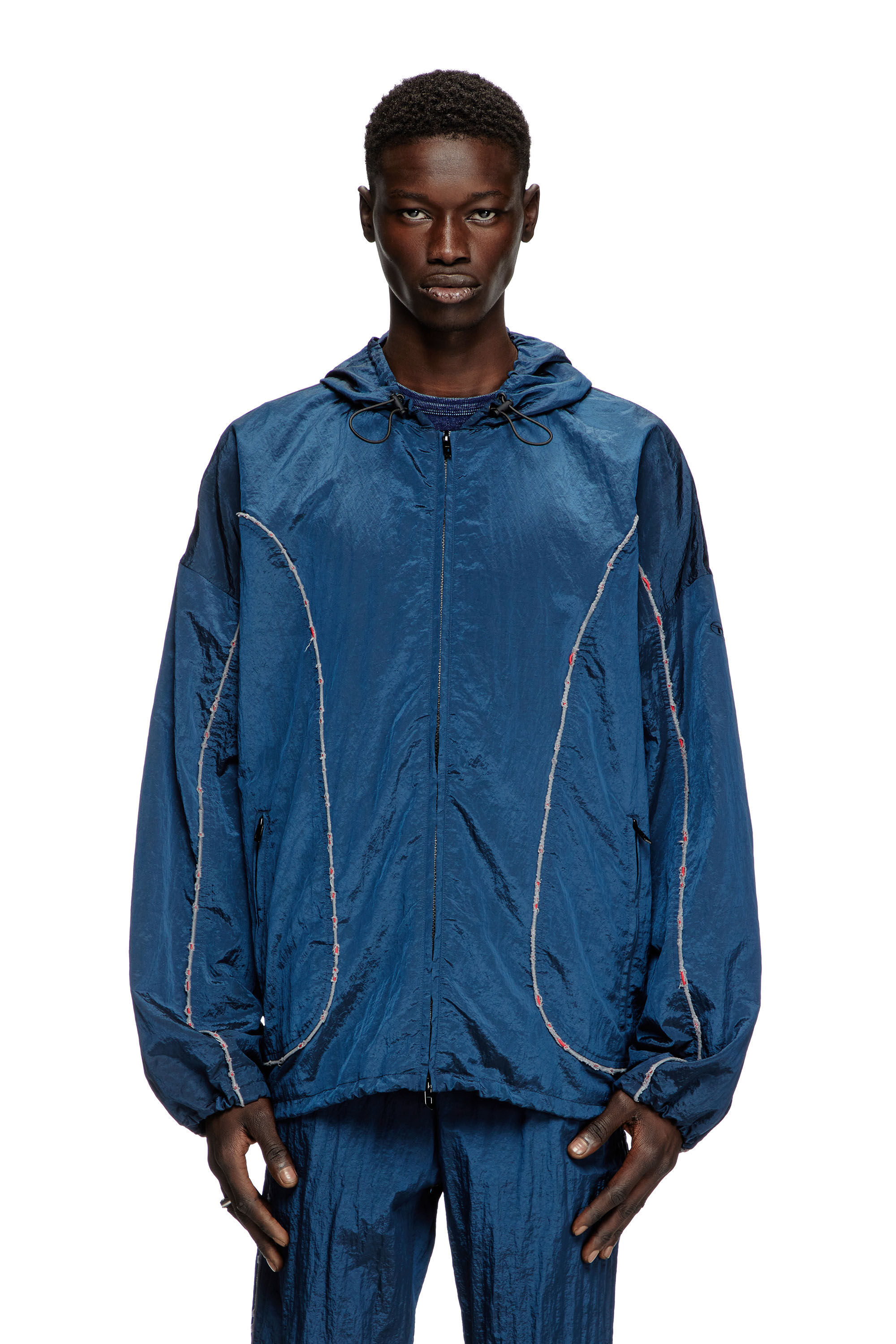 J-ANTHEIT Windbreaker with destroyed piping｜ブルー｜メンズ