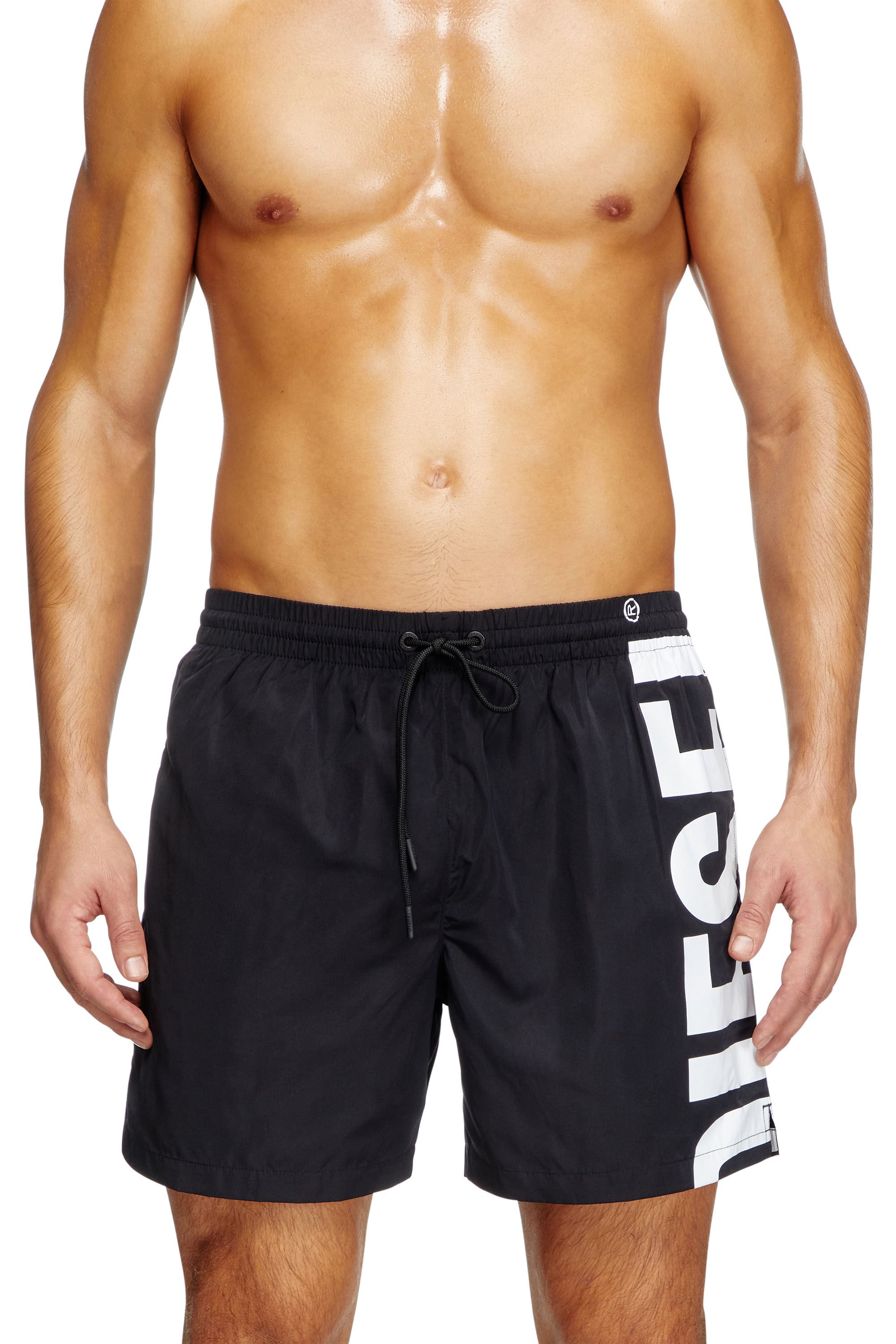 Diesel - RIO-41-D-CORE, Male's Mid-length swim shorts with maxi logo in ブラック/ホワイト - 1