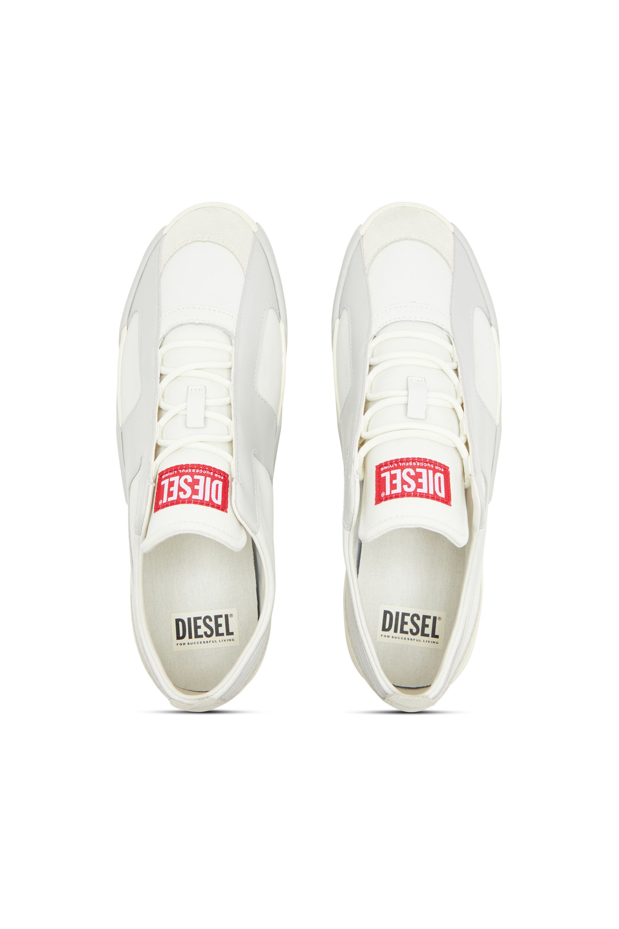 Diesel - S-SLANTE-D LOW, Male's S-Slante-D-Sneakers in suede and leather with D logo in ホワイト/グレー - 6