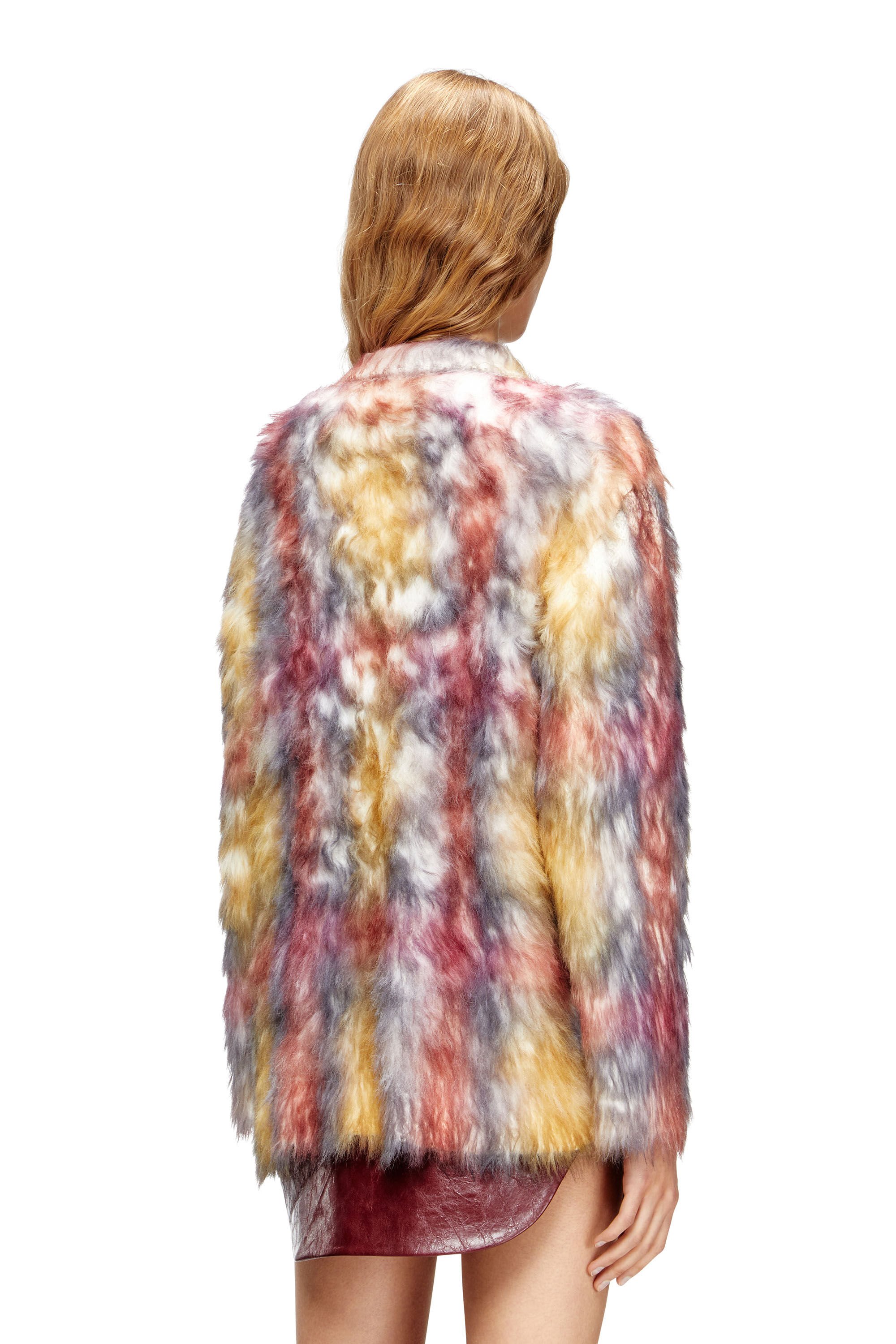 Diesel - M-BERRY, Female's Fluffy jumper with check print in グレー/レッド - 5