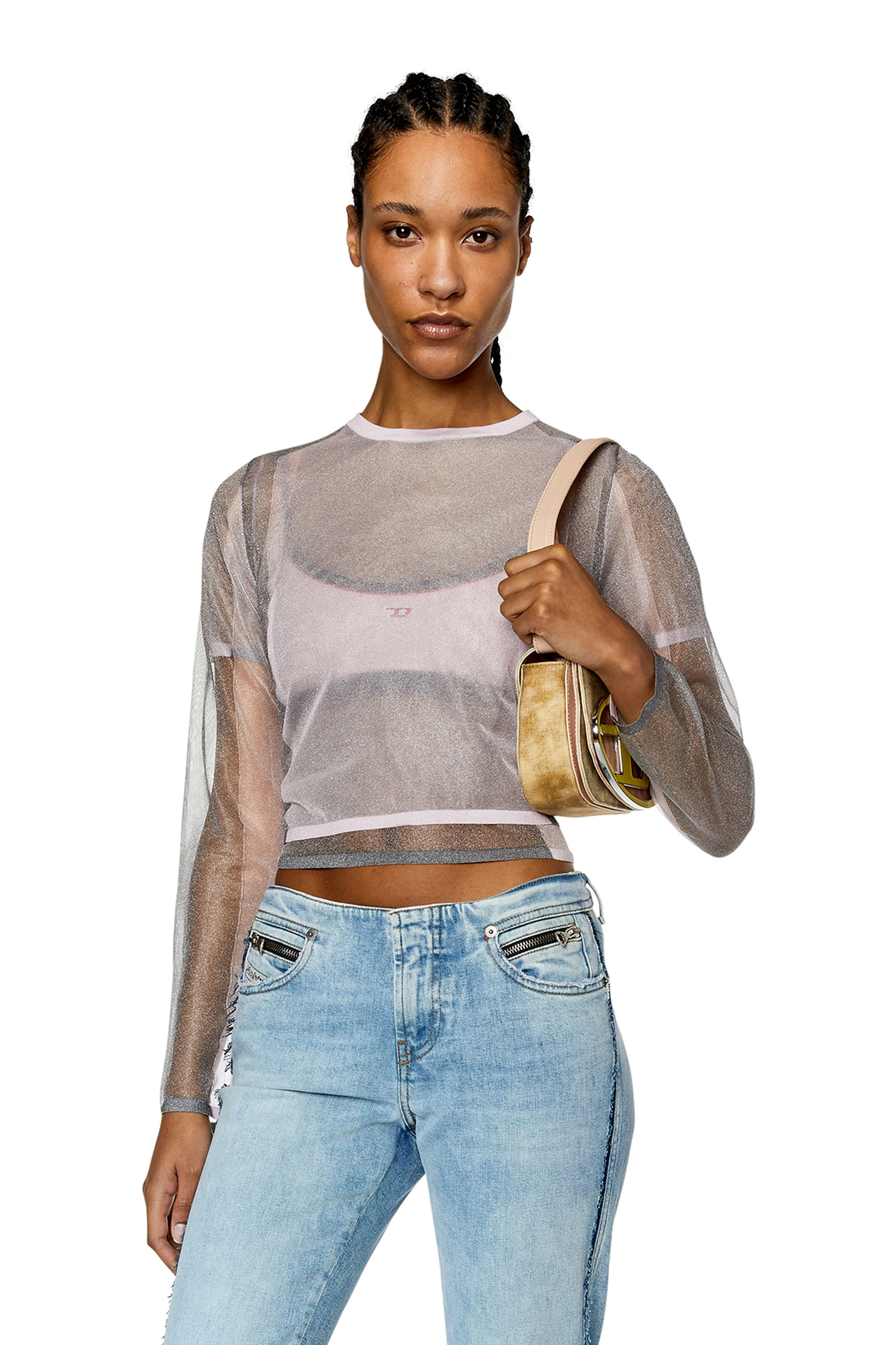 Diesel - M-IRTILLY, Female's 長袖 トップス ニット レイヤード in フェースパウダー - 3