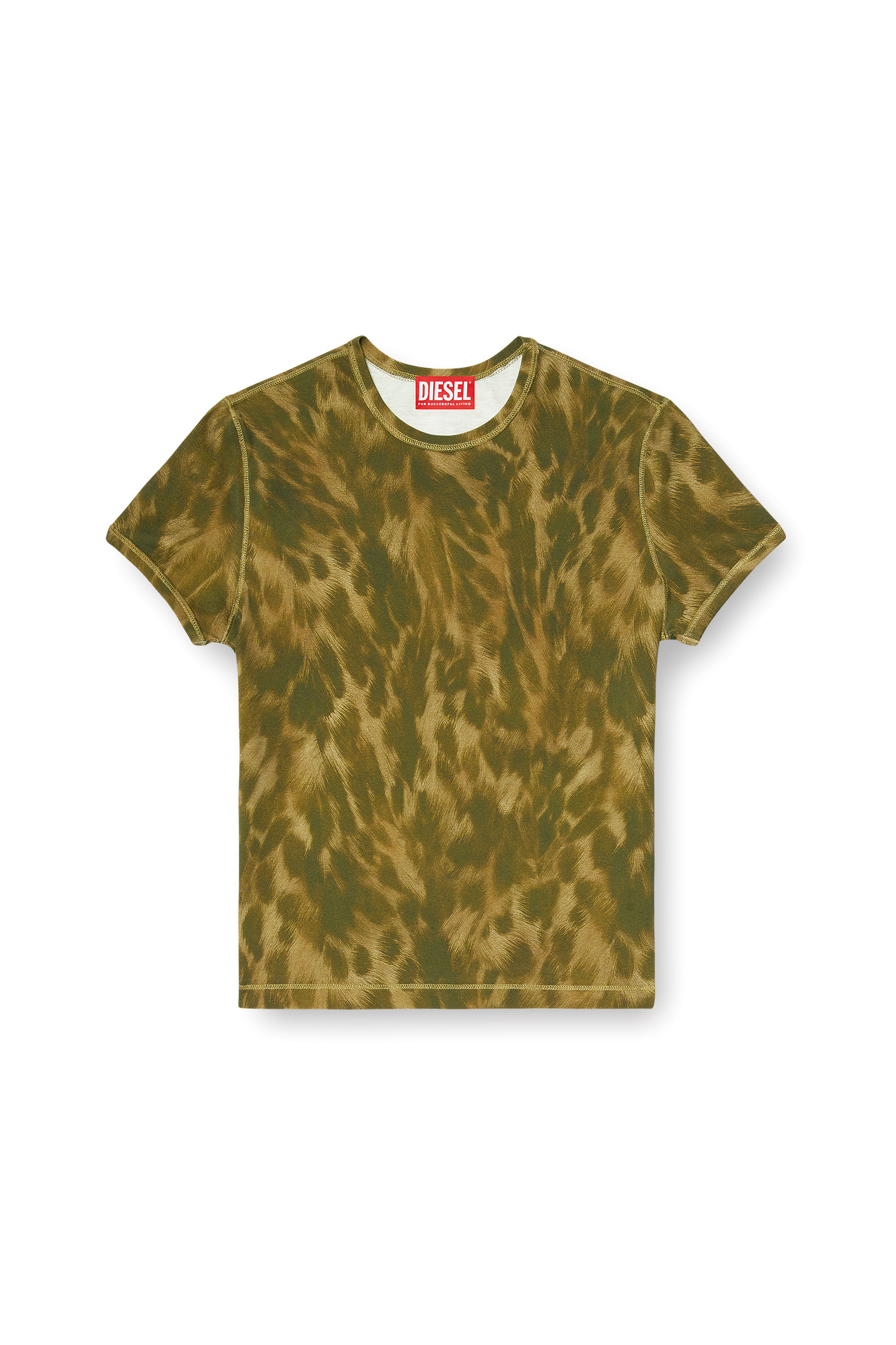 Diesel - T-ANIMA, Female's Animal-print T-shirt in stretch jersey in グリーン - 2