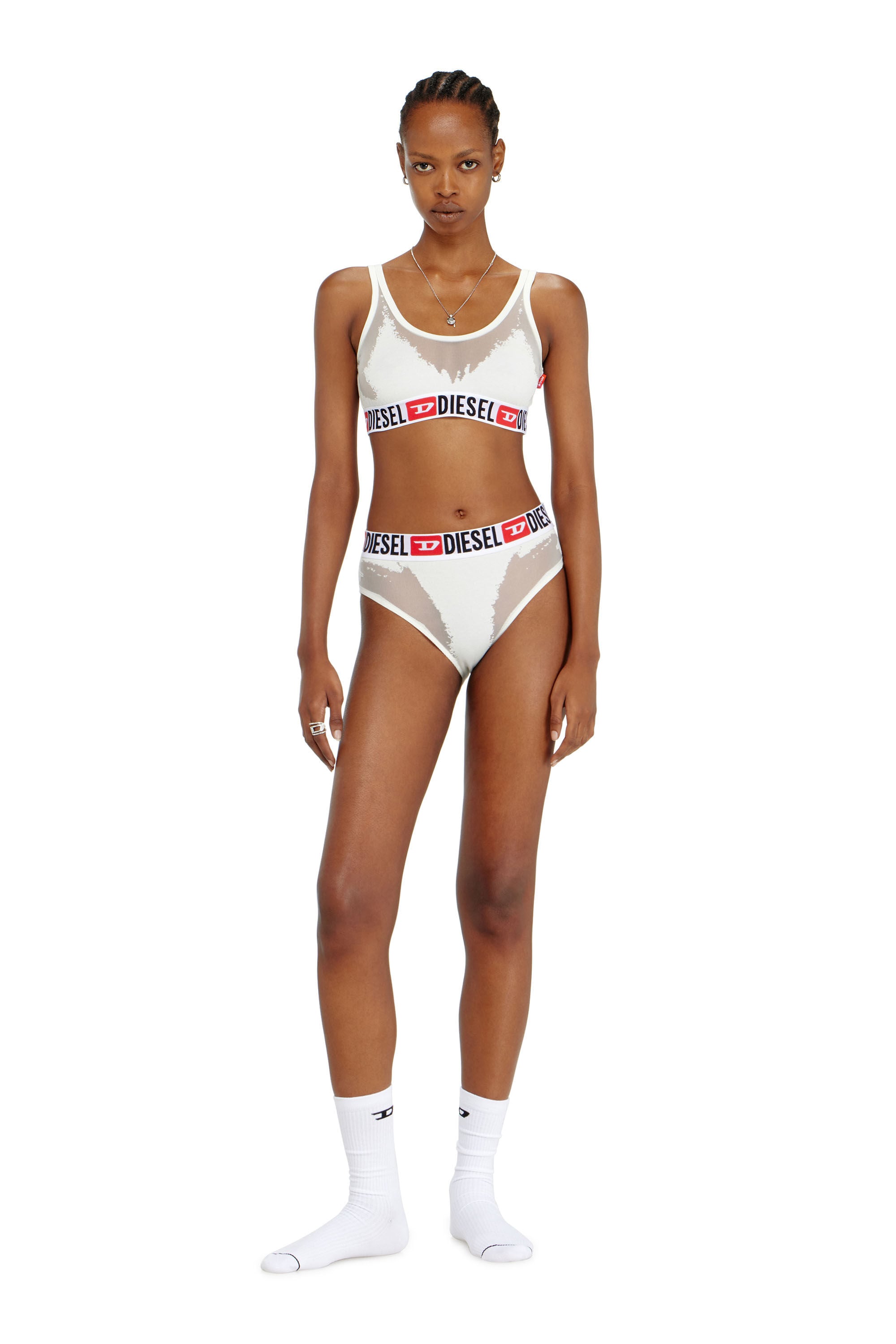 Diesel - PR-ORIBA-D-CORE, Female's Bralette with sheer devor&eacute; effect in ホワイト - 1
