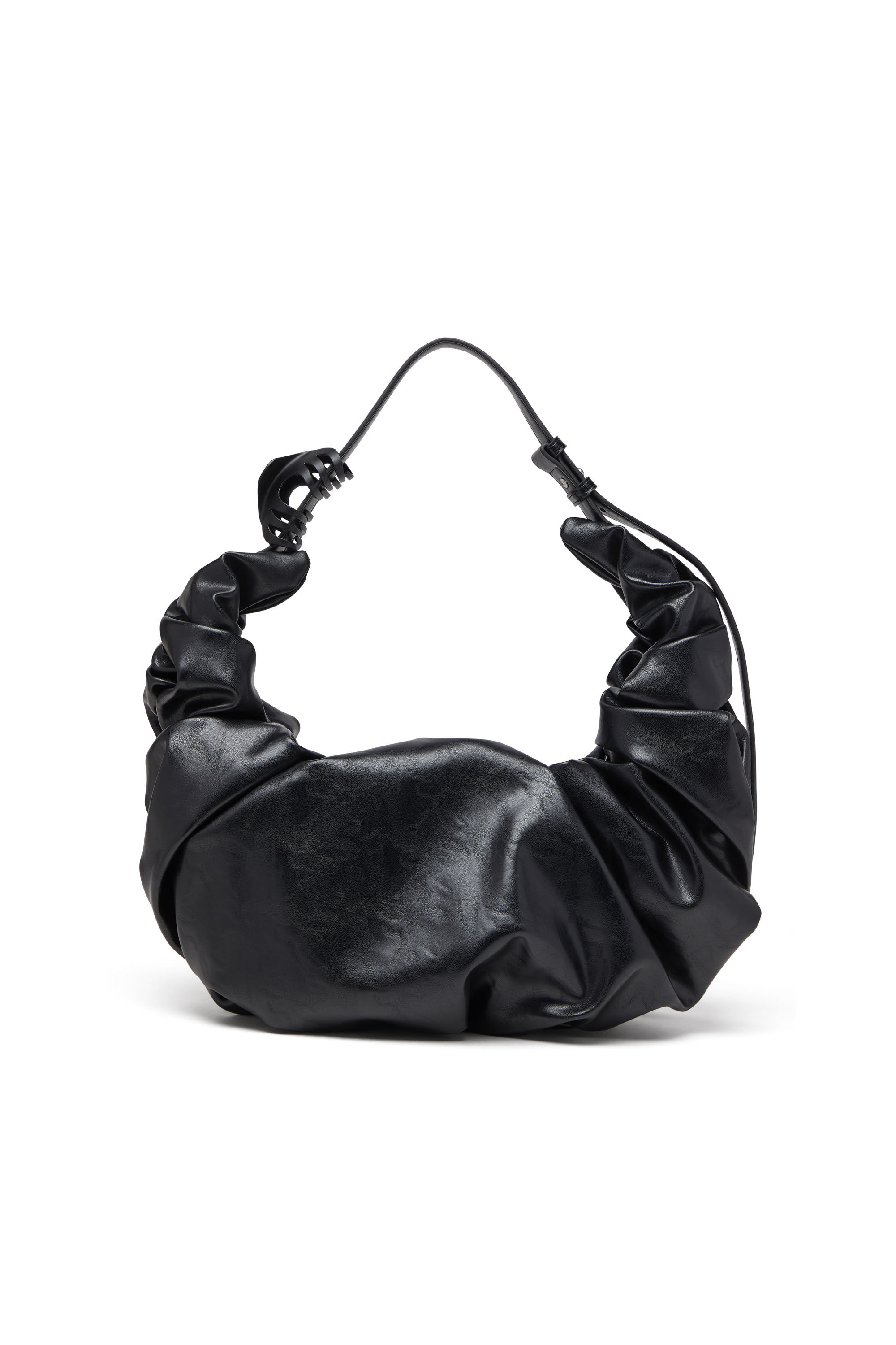 Diesel - GRAB-D HOBO L, Female's Grab-D L-Large scrunched hobo bag in shiny PU in ブラック - 2