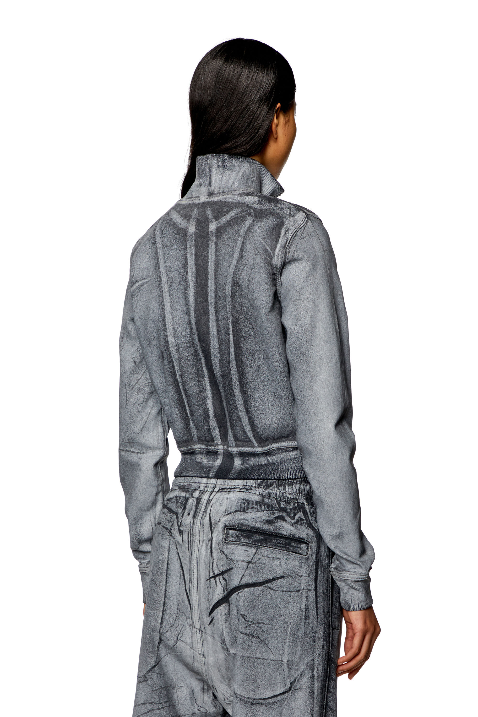 D-EMY-S TRACK Zip sweatshirt in printed Track Denim｜グレー 