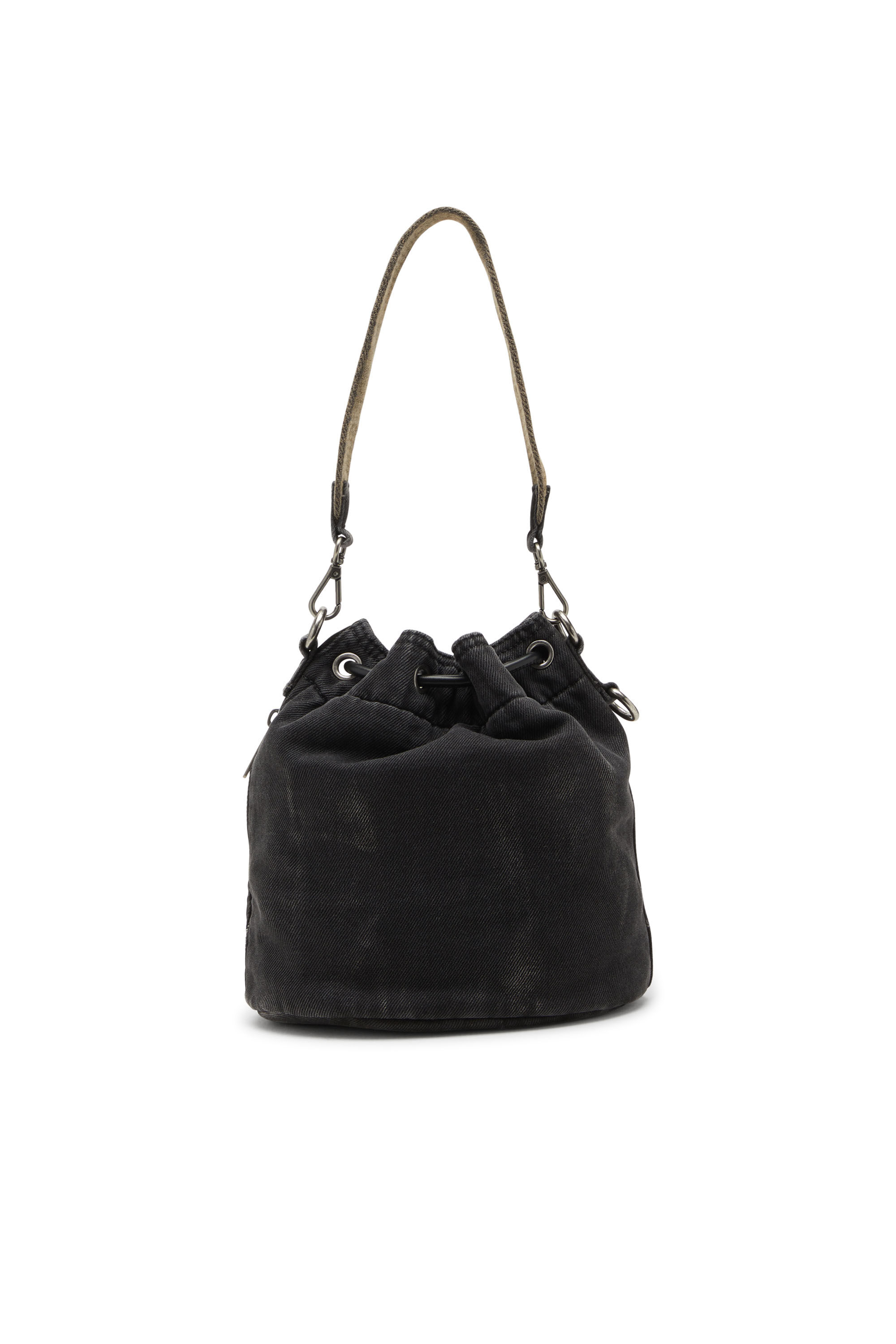 Diesel - MULTI-PKTS BUCKET X, Unisex's Multi-Pkts-Multipocket bucket bag in washed denim in ブラック - 3