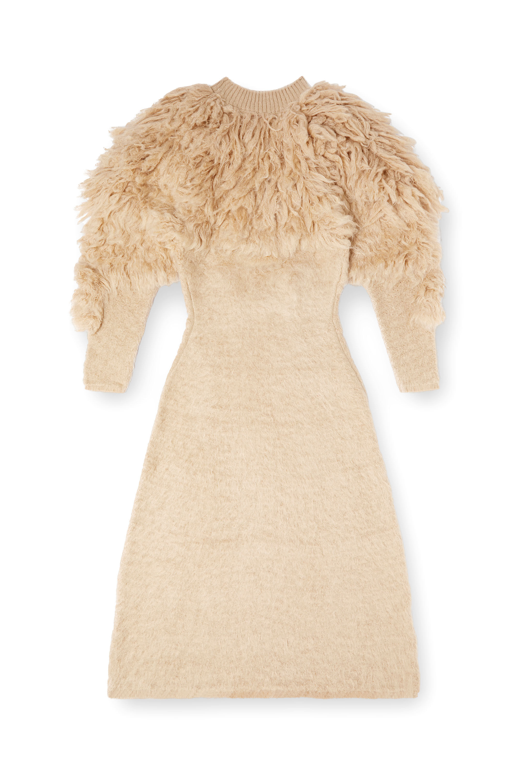 Diesel - M-PACE, Female's Turtleneck dress in shaggy mohair in ベージュ - 2