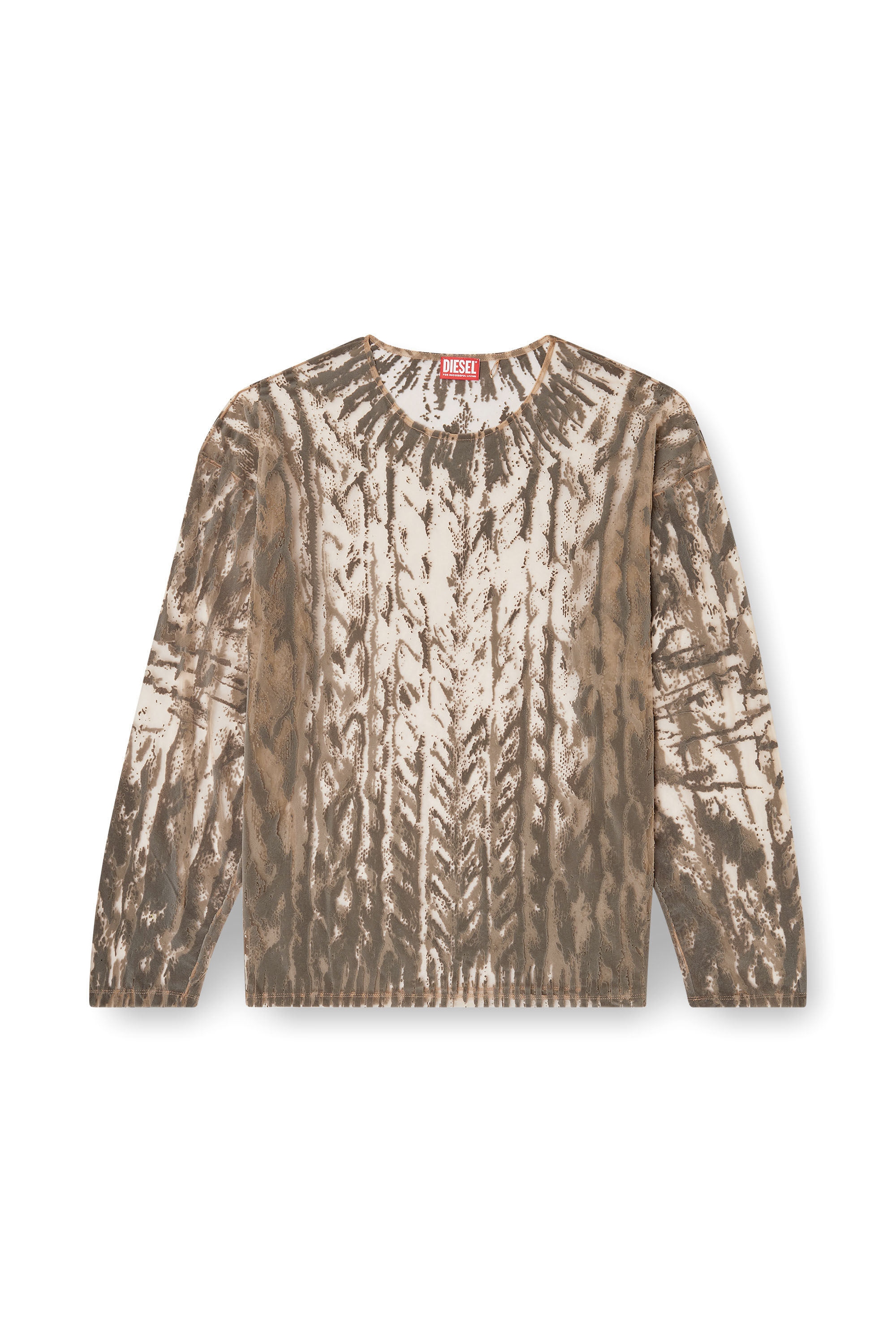 Diesel - T-TARAS, Male's Long-sleeve top in flocked tulle in ライトグレー - 2