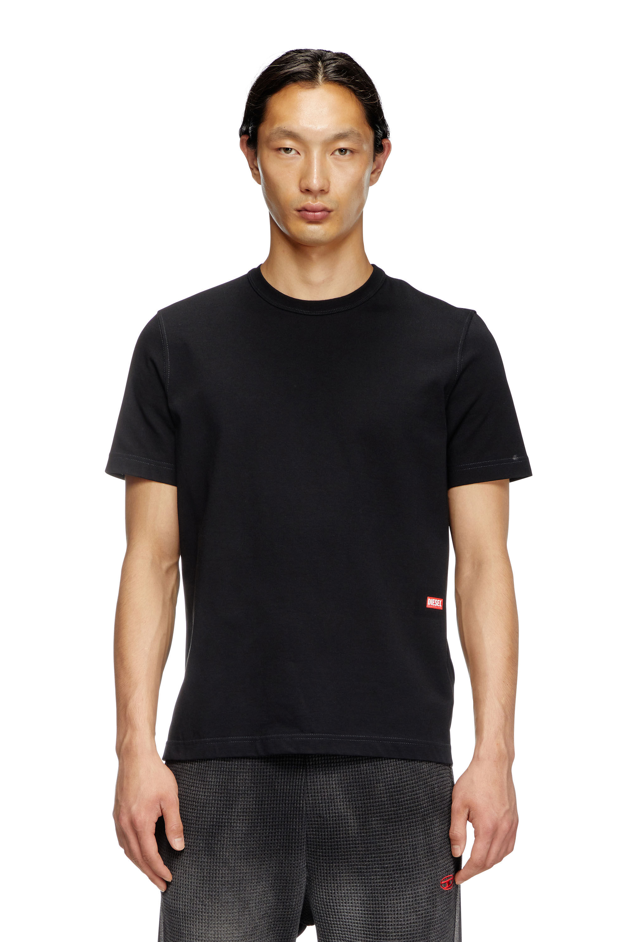Diesel - T-ADJUST-SLITS-R13, Male's T-shirt with runway set print in ブラック - 3