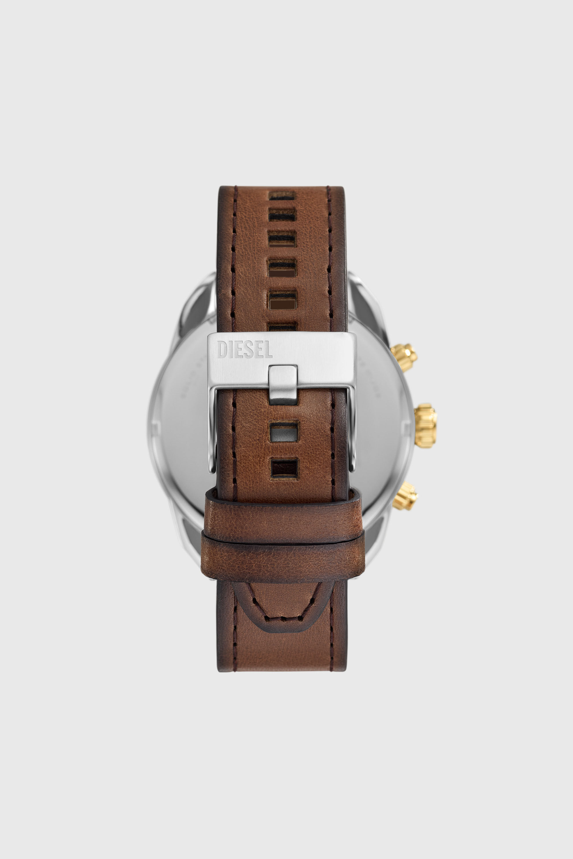 DZ4665 Spiked chronograph brown leather watch｜ブラウン｜メンズ
