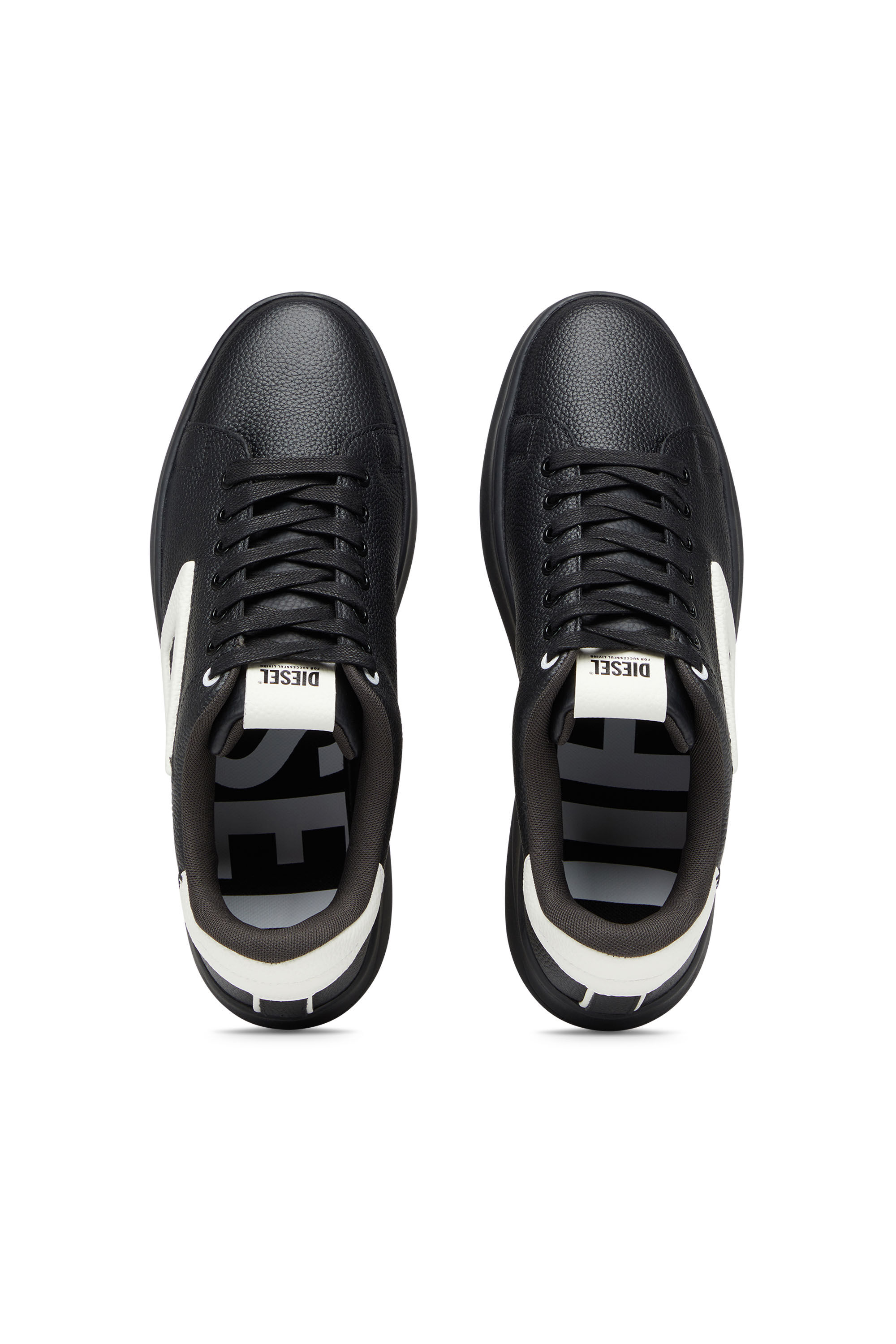 Diesel - S-ATHENE LOW, Male's カウレザー ローカットスニーカー - S-Athene Low in ブラック/ホワイト - 6