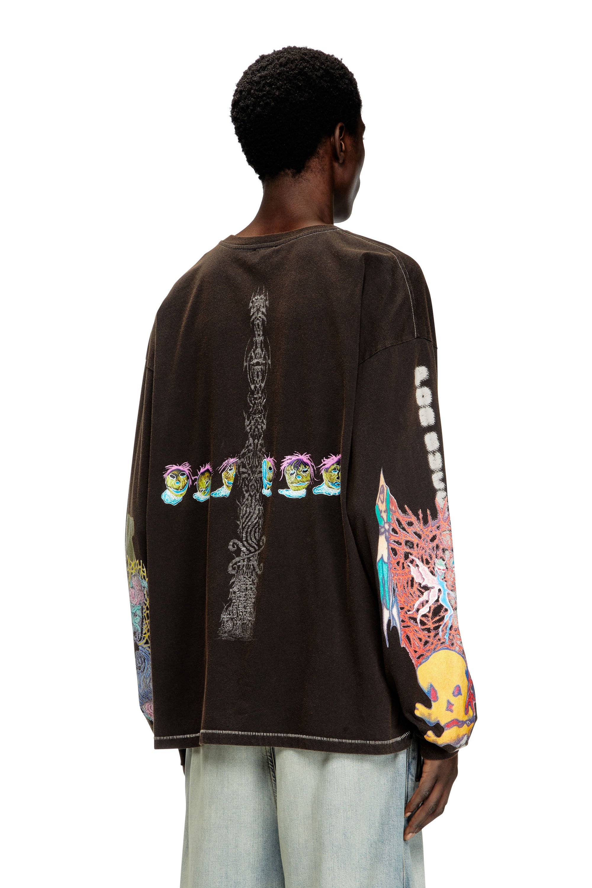 Diesel - T-BOXT-LS-R4, Male's Long-sleeve T-shirt with printed graphics in ブラック - 4