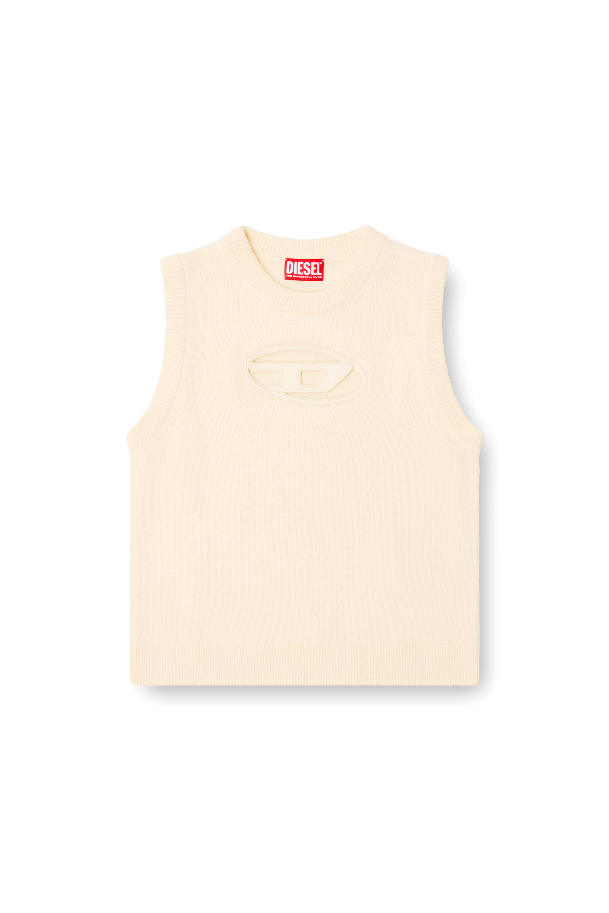 Diesel - M-ARGARIN-SL, Female's Knit tank top in cashmere blend in ベージュ - 2