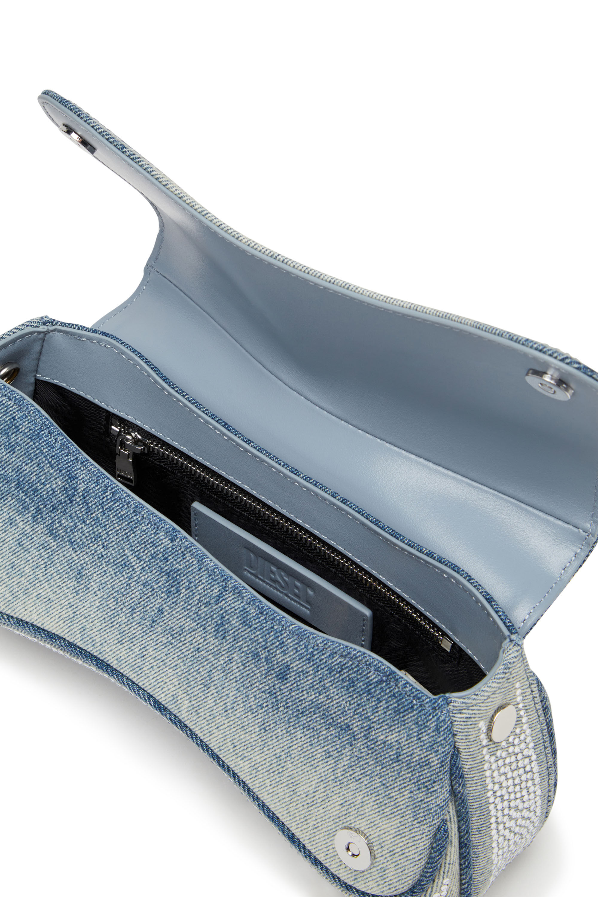 Diesel - PLAY CLUTCH, Female's Play-Crystal clutch in solarised denim in ライトブルー - 5