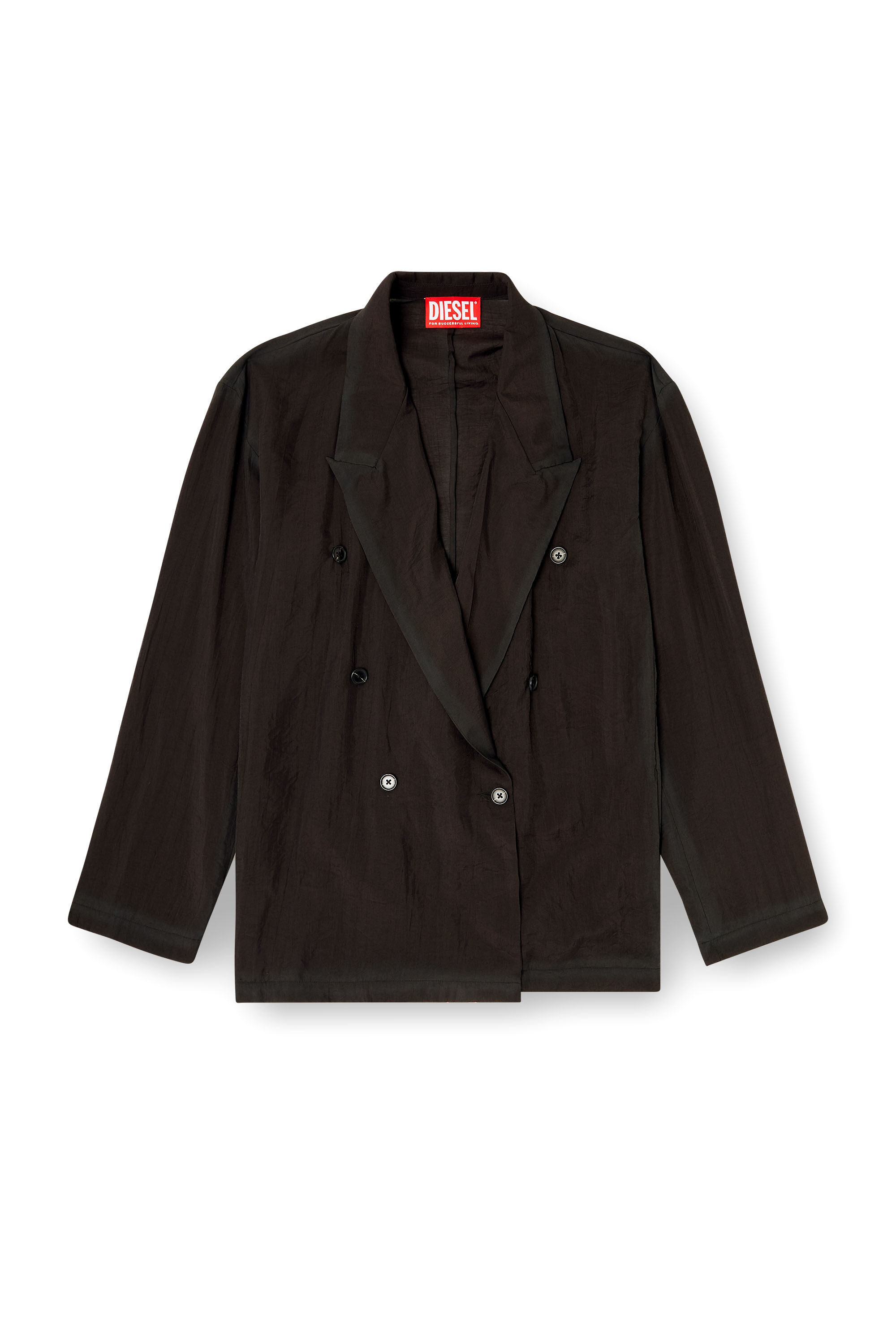 Diesel - J-KEYSERY, Male's Double-breasted blazer in wrinkled shell in ダークグレー - 2