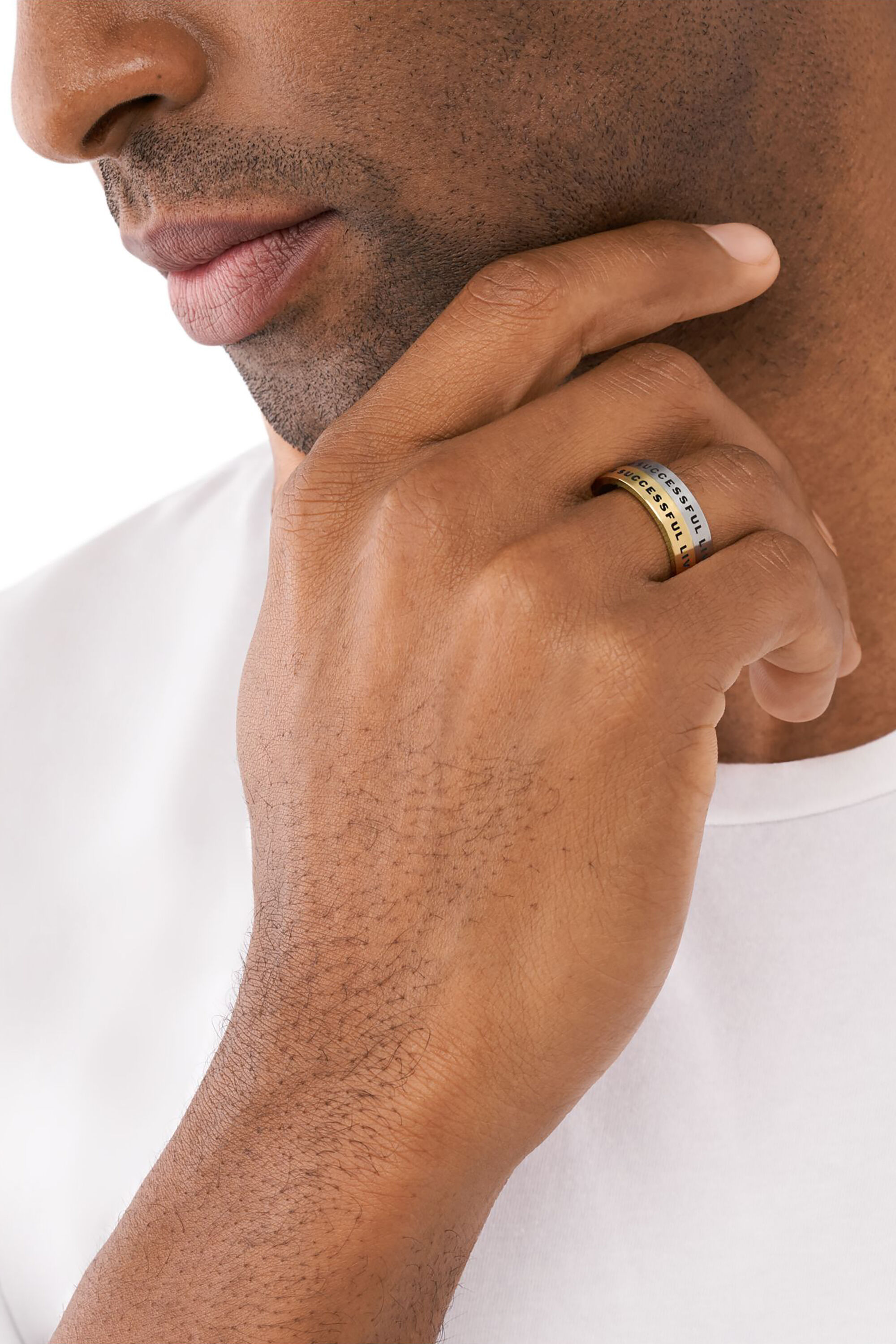 Diesel - DX1442SET, Unisex's Band Rings Set in ゴールド/ホワイト - 3