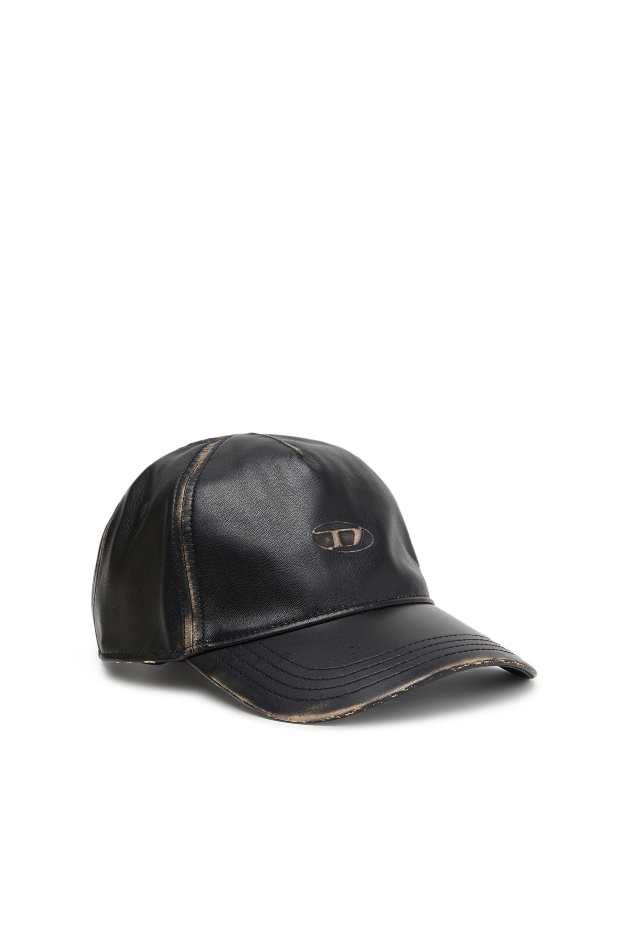 Diesel - C-HEATHER, Male's Baseball cap in faux leather in ブラック - 1