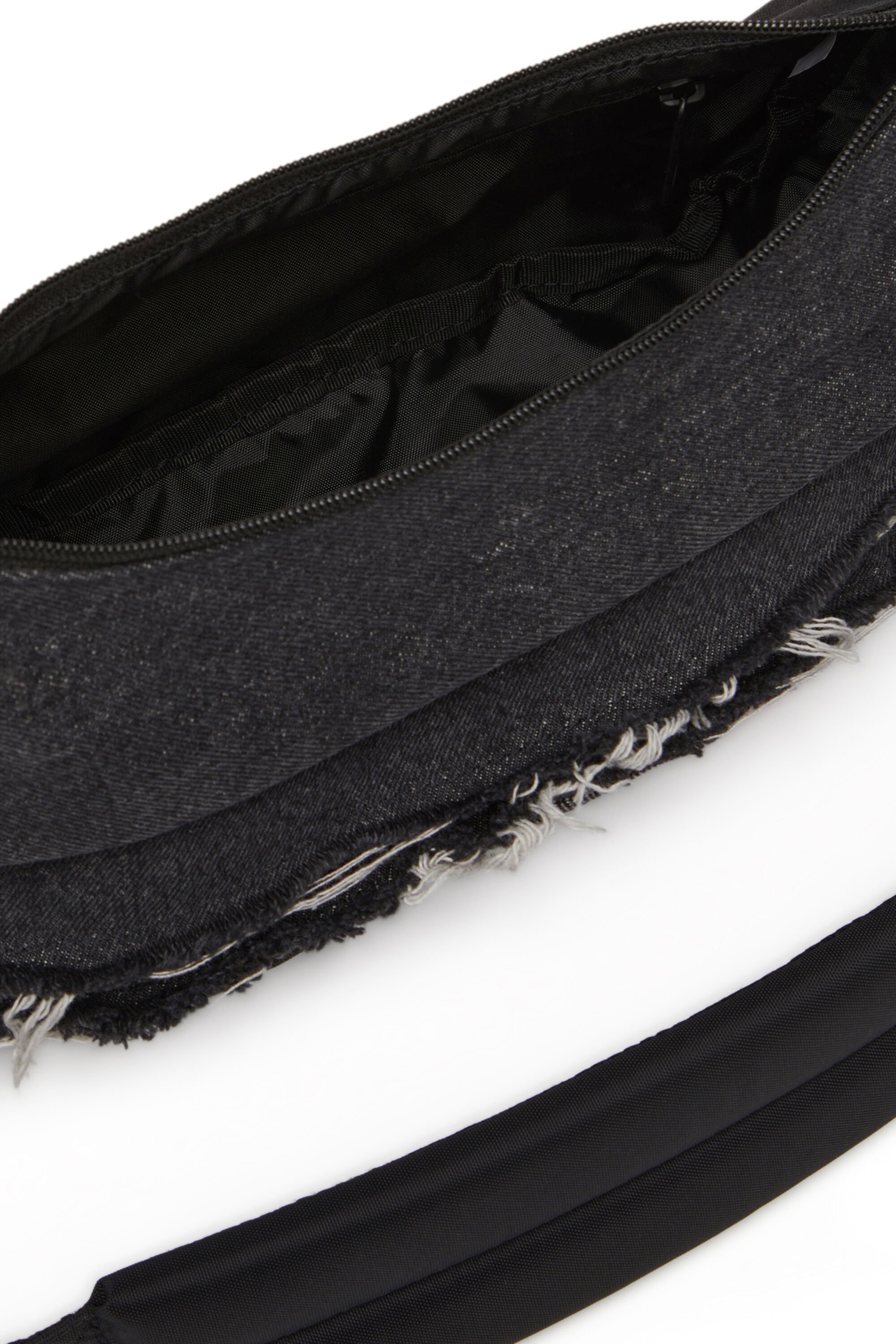 Diesel - DIESEL SHOULDER BAG, Unisex's Shoulder bag in destroyed denim and CORDURA® in ブラック - 5