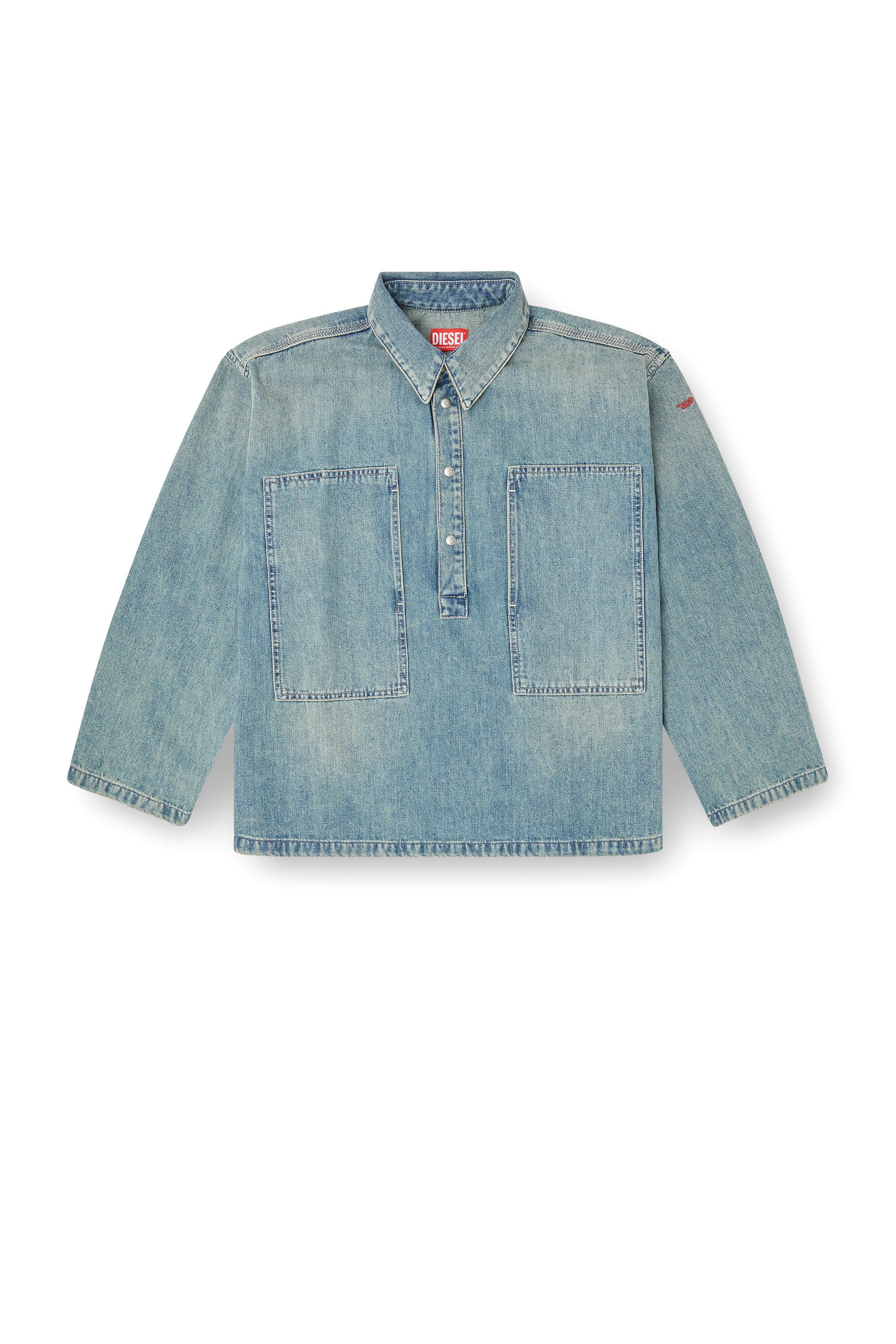 Diesel - DE-PRISS, Female's Henley top in utility-style denim in ライトブルー - 2