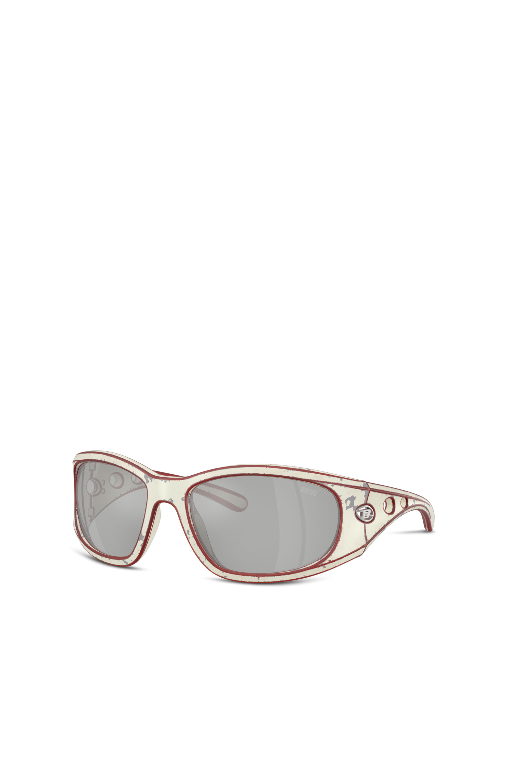 Diesel - 0DL3012U, Unisex's Rectangle sunglasses in イエロー/レッド - 4