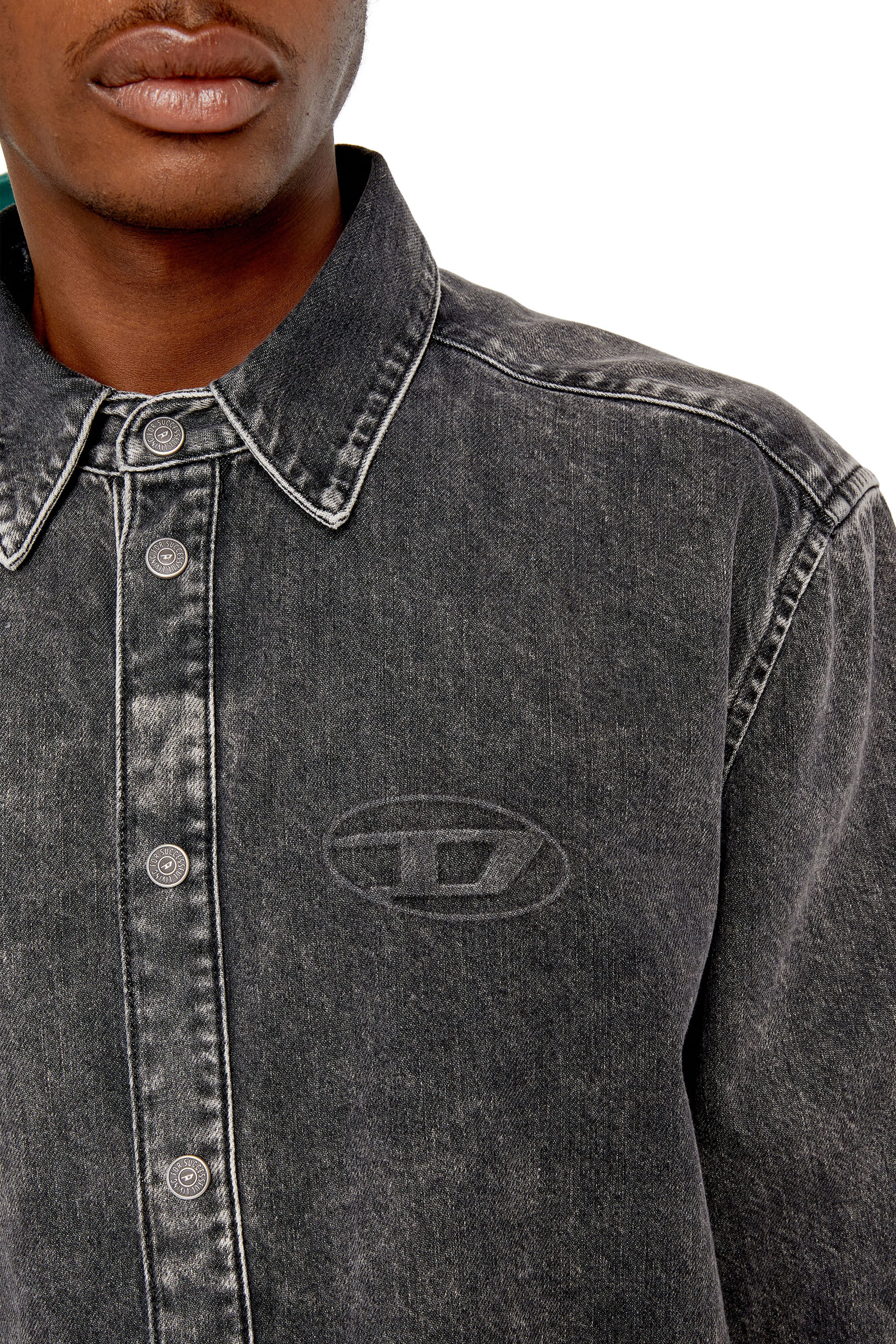 Diesel - D-SIMPLY, Male's デニム シャツ in ブラック/ダークグレー - 4