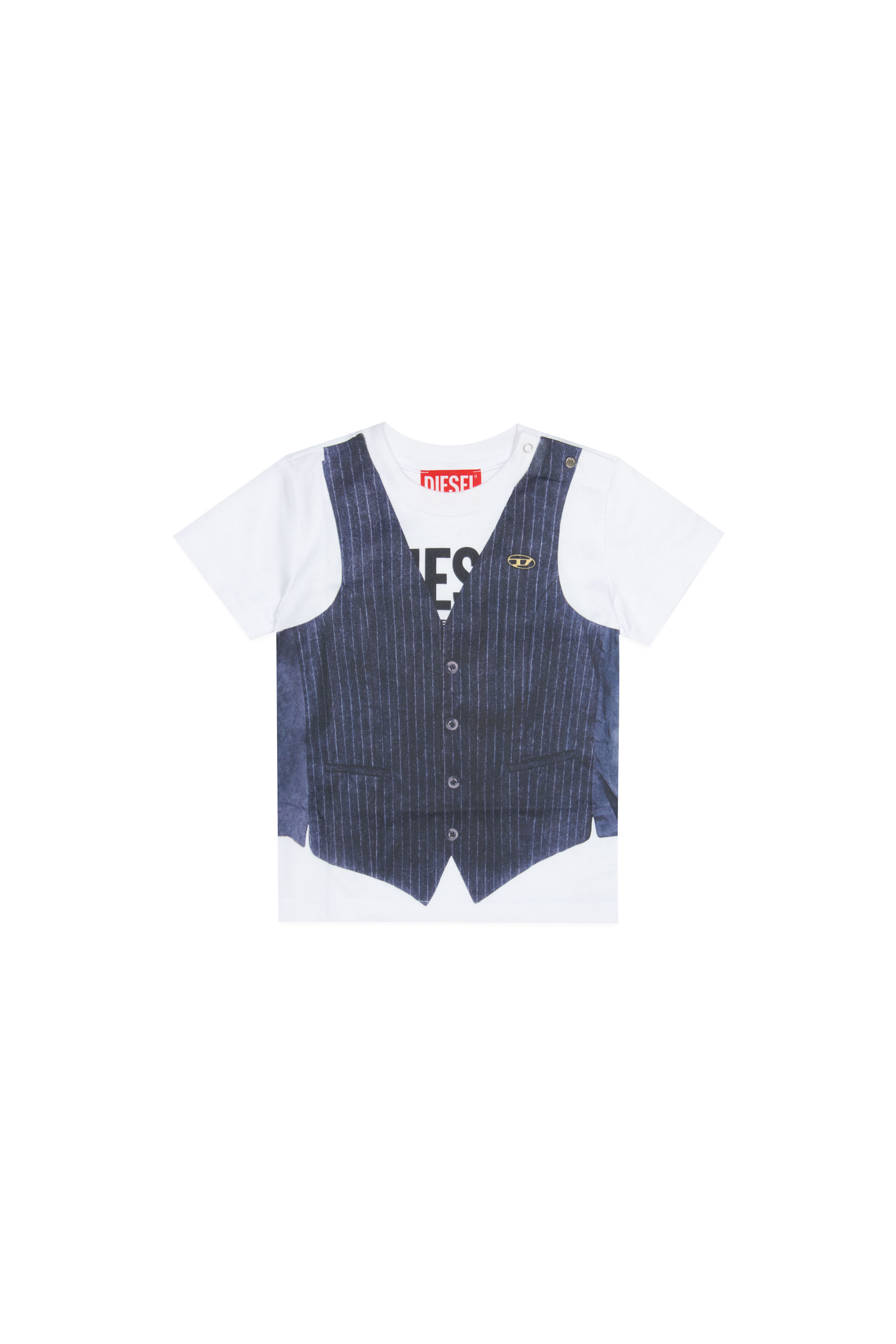 Diesel - TITTYB, Male's ベビー 半そでTシャツ ロゴ in ホワイト/ブルー - 1
