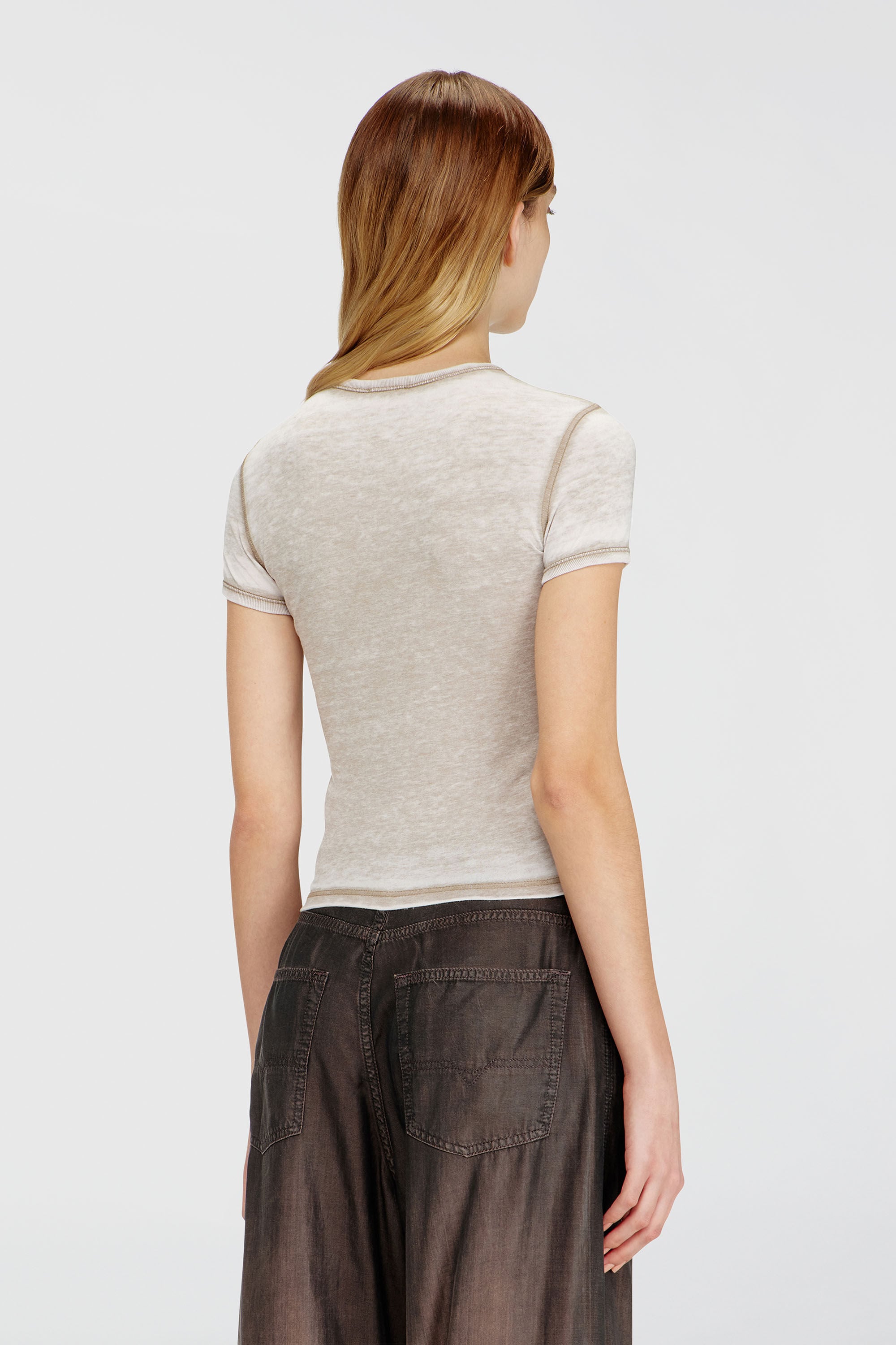 Diesel - T-UNCUTIES-LONG-AA3, Female's Tシャツ in ゴールド/グレー - 4