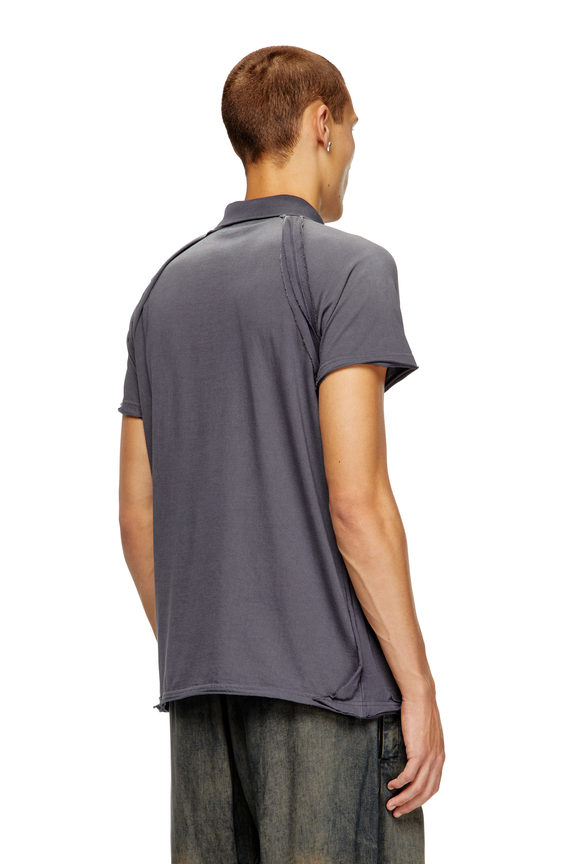 Diesel - T-NORY, Male's Polo shirt with peel-off effect in グレー - 4