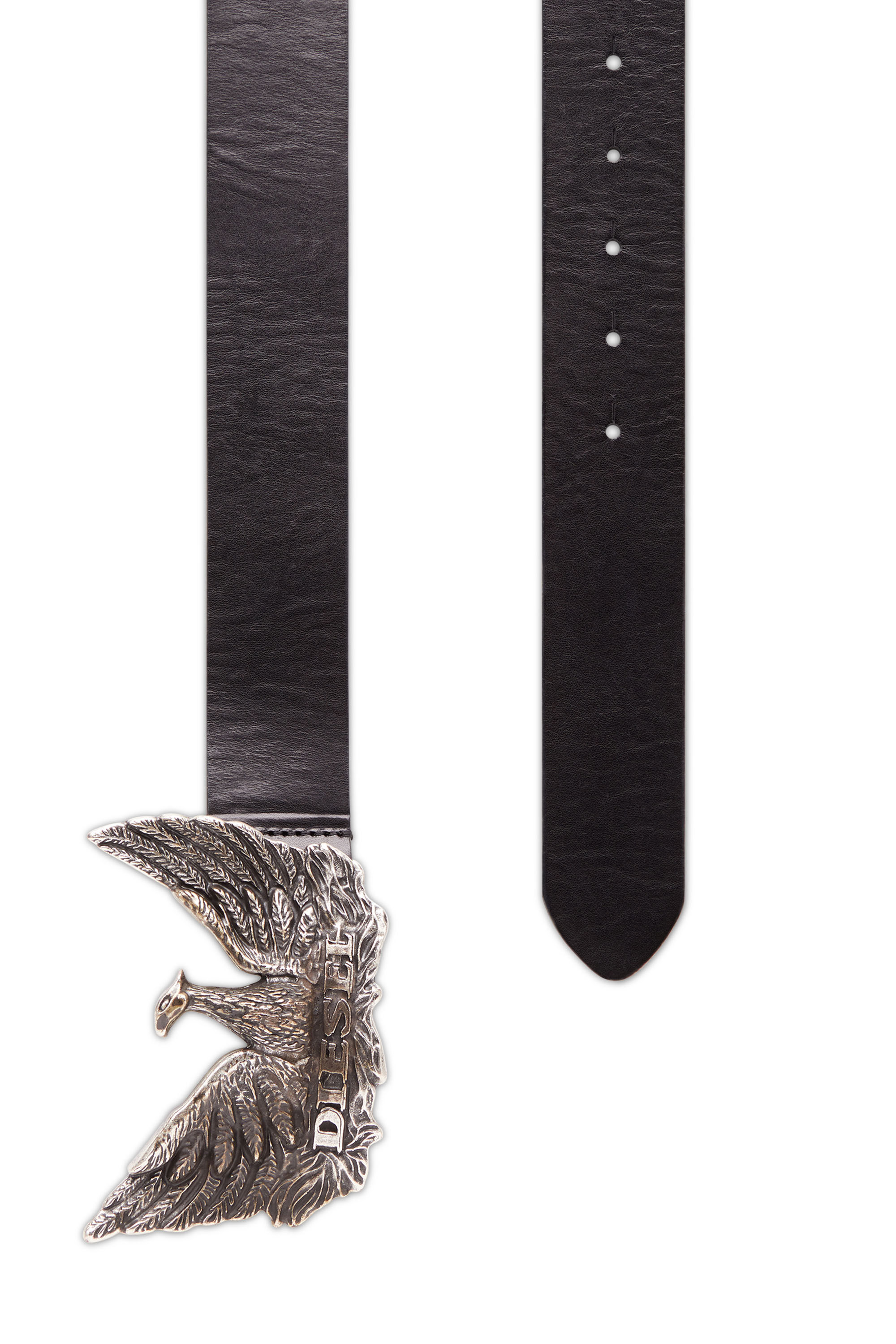 Diesel - PHOENIX BELT, Male's Leather belt with phoenix buckle in ブラック - 2