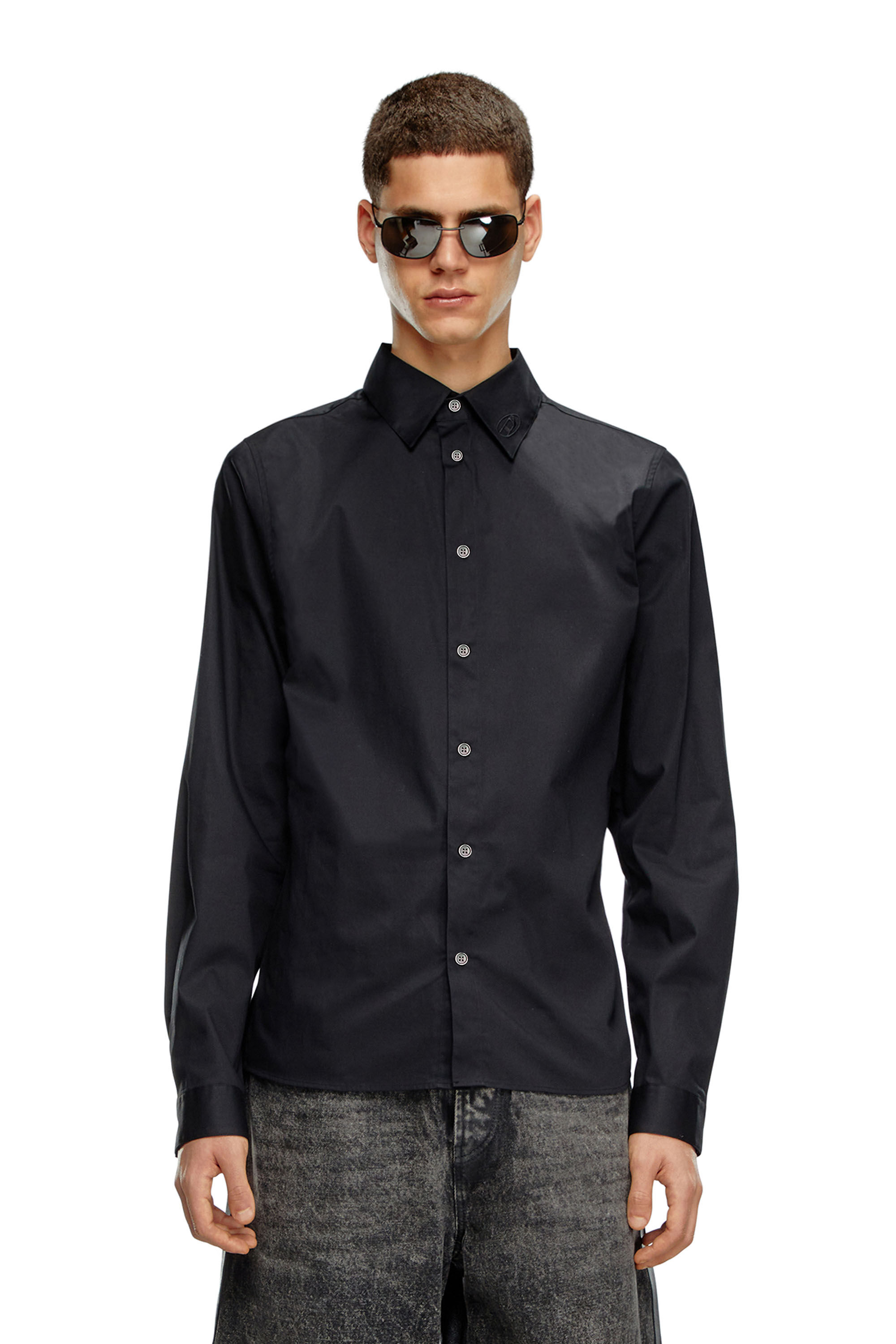 S-FITTY-A Formal shirt with logo-embroidered collar