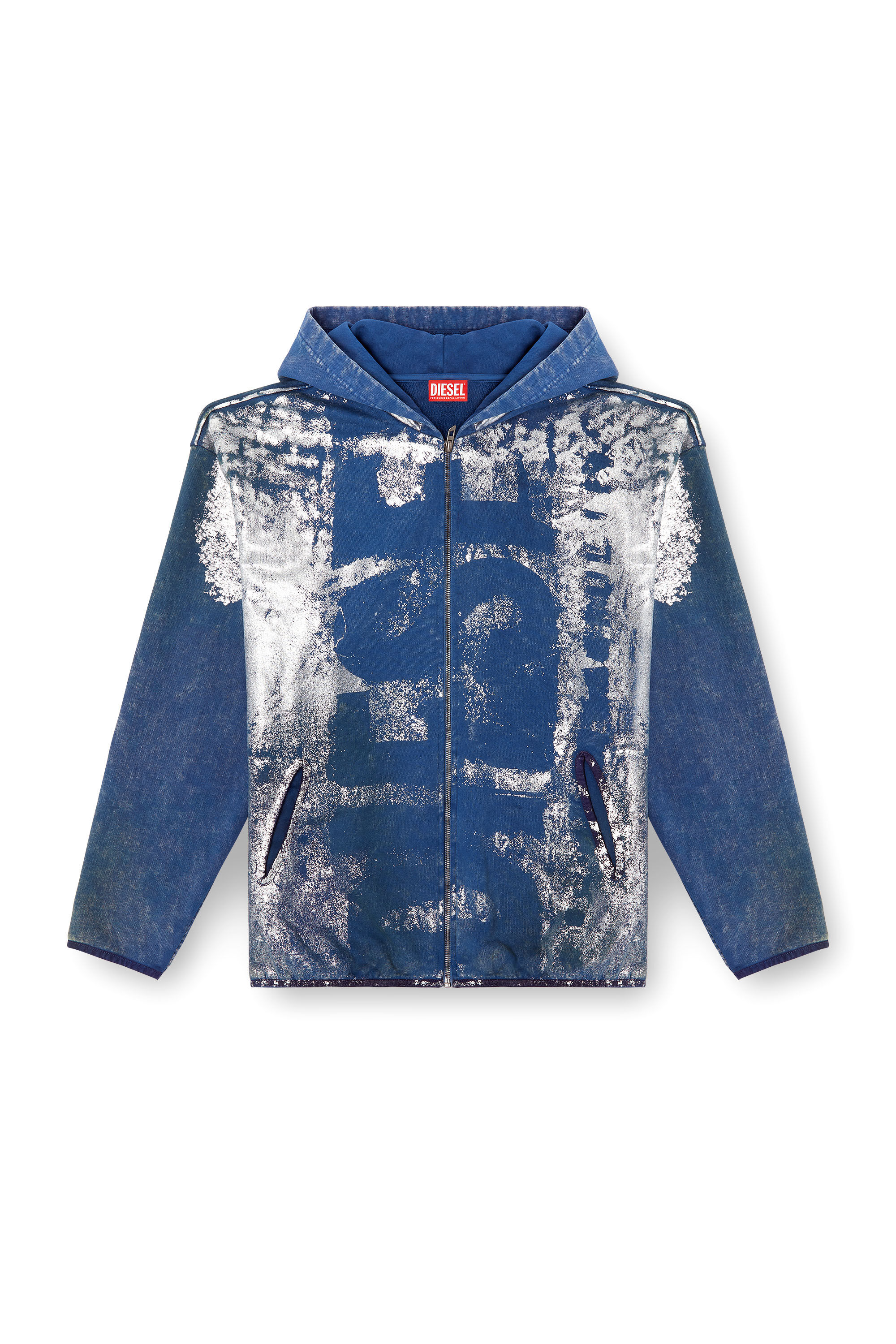 Diesel - S-LOXTY-ZIP, Male's Zip-up hoodie with distressed effects in ブルー - 2