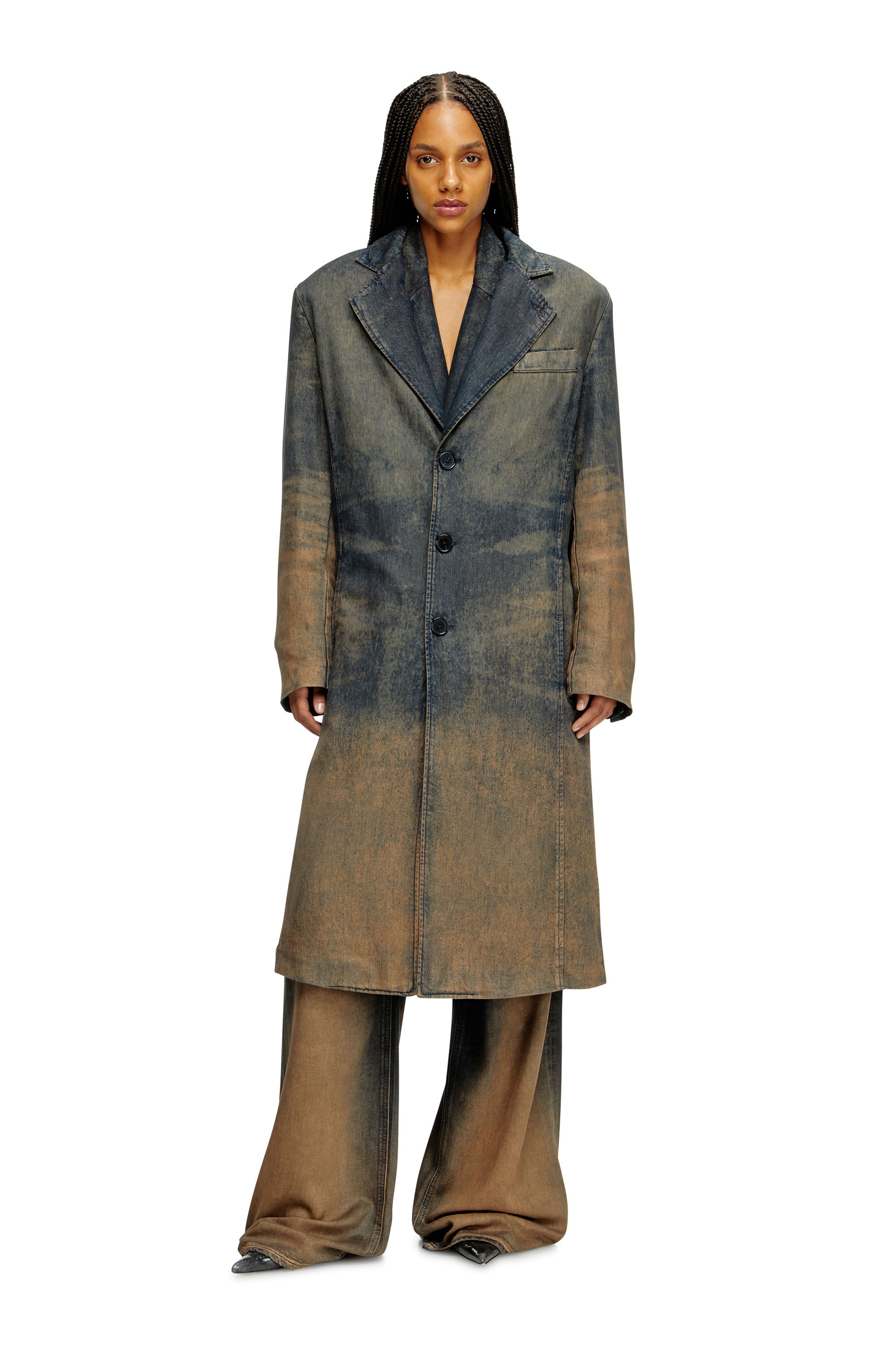 Diesel - D-BALZ-MID-S, Unisex's Long jacket in shaded denim in null - 5