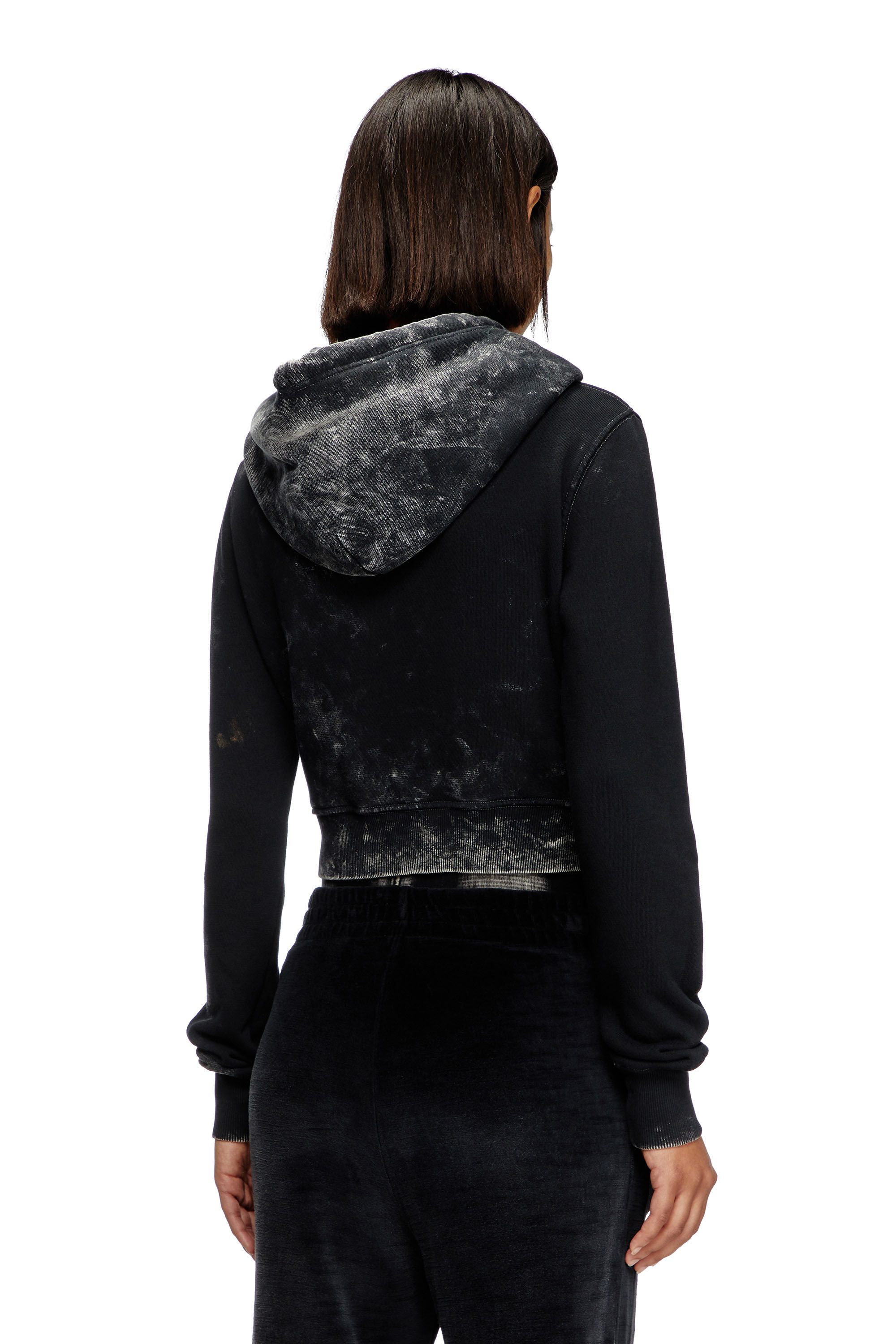 F-SLIMMY-HOOD-P5 Faded cut-out hoodie with metal logo｜ブラック｜ウィメンズ｜DIESEL