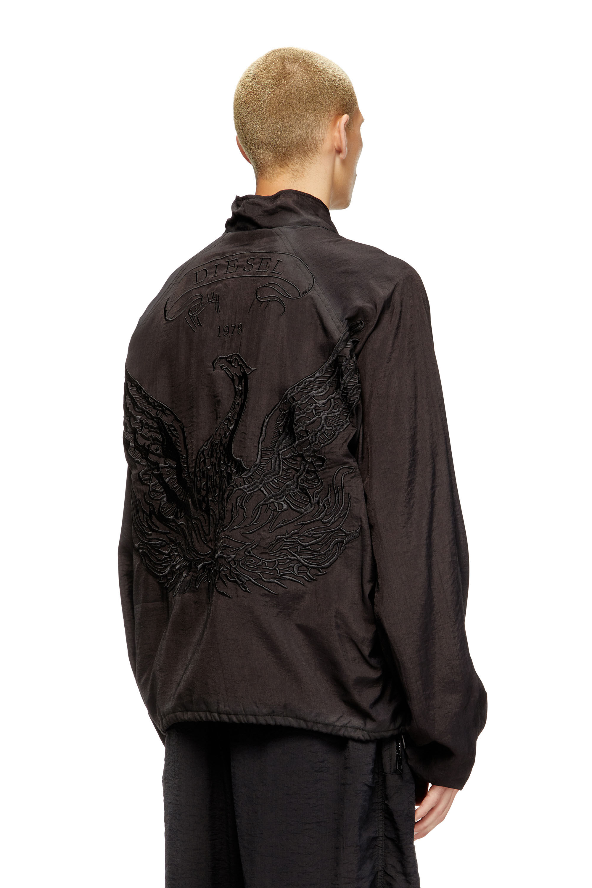 Diesel - J-HENRI-SOUVENIR, Male's Souvenir-style embroidered track jacket in ダークグレー - 4