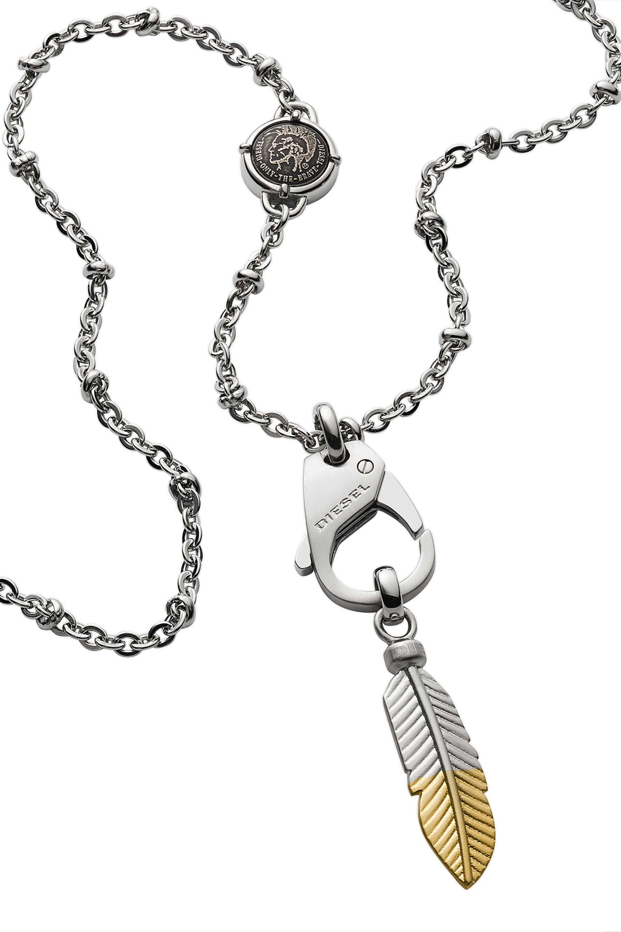 Diesel - DX1204, Male's Feather pendant stainless steel necklace in シルバー - 2