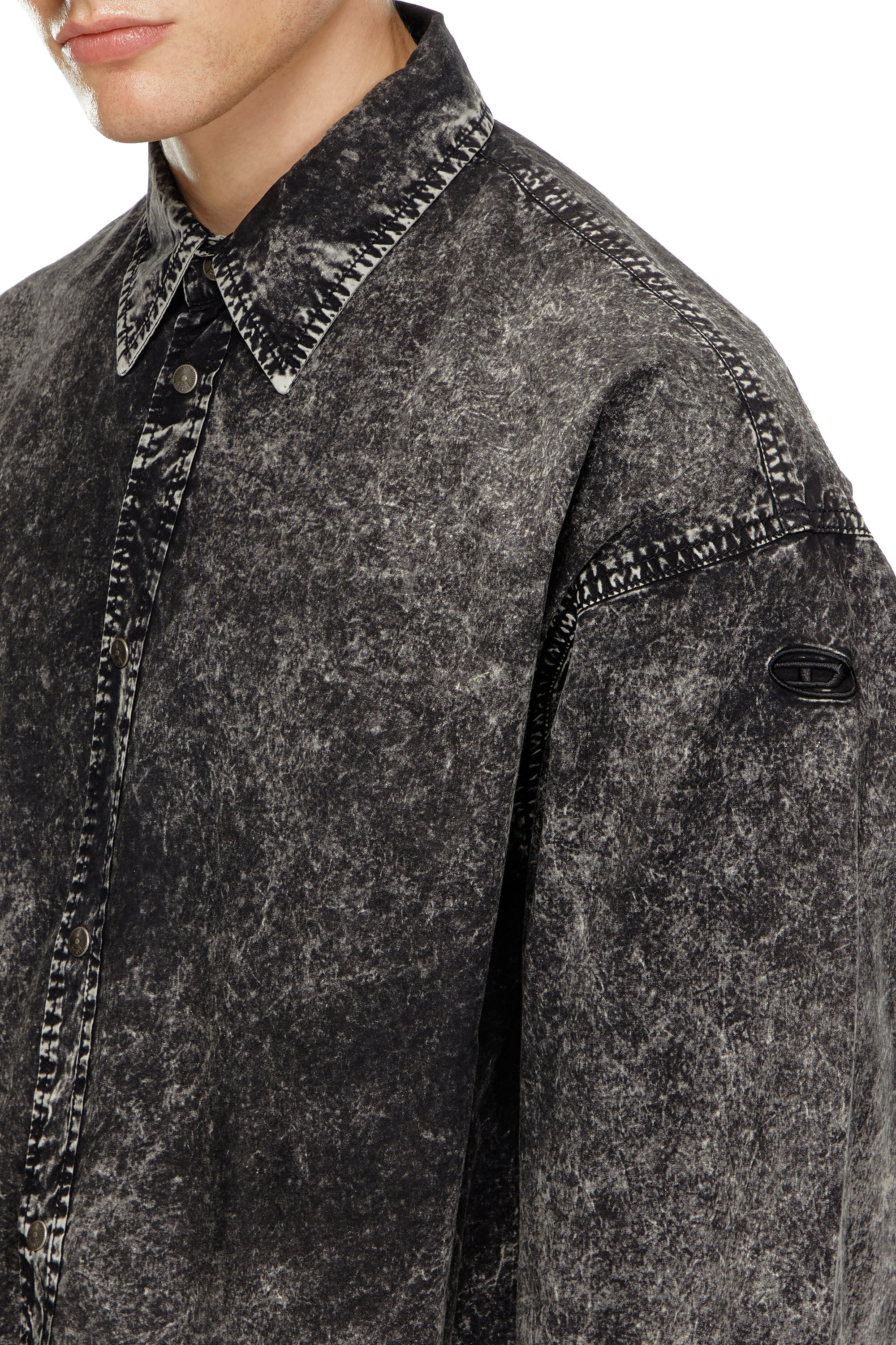 S-VEKEN Shirt in marbled cotton｜ブラック｜メンズ｜DIESEL