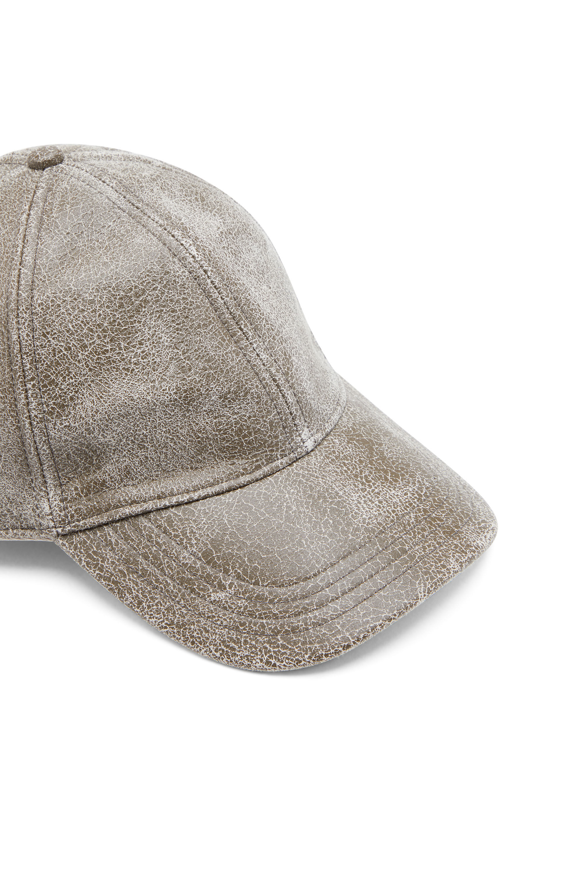 Diesel - C-BARINS, Male's レザーキャップ クラック加工 in グリーン/グレー - 3