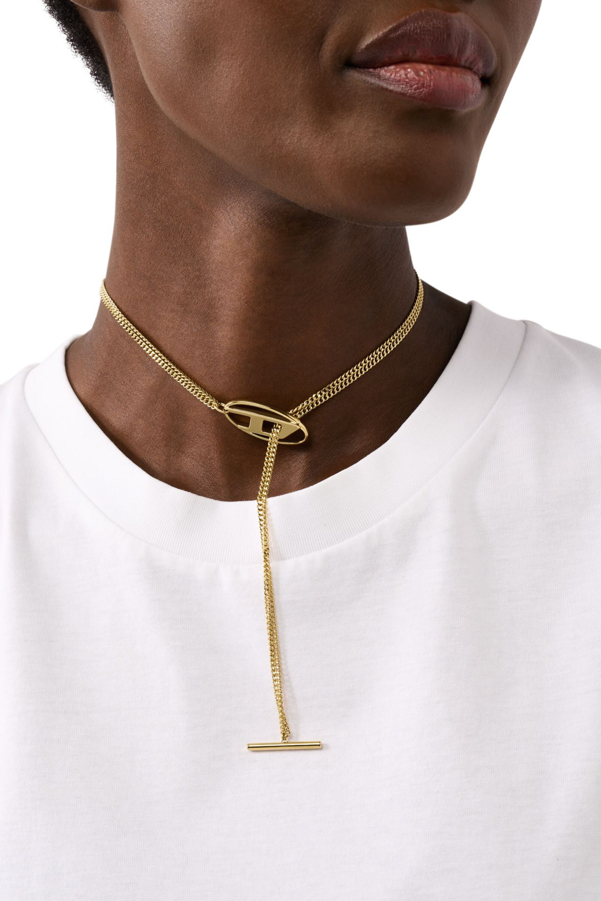 DX1567710 JEWEL Gold-Tone Stainless Steel Chain Necklace｜ゴールド｜ウィメンズ｜DIESEL