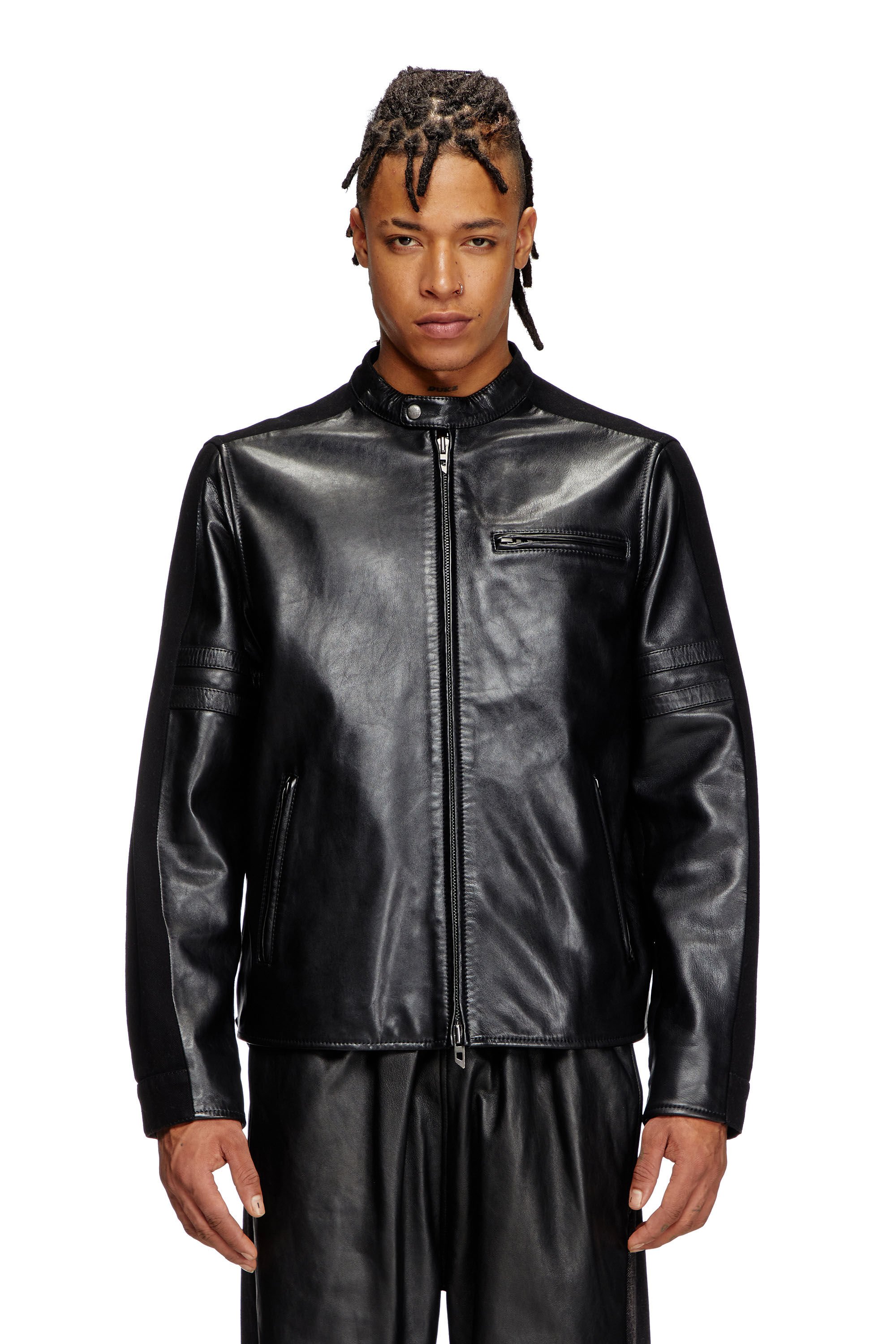 Diesel - L-SIMZ, Male's Hybrid denim and leather jacket in ブラック - 3