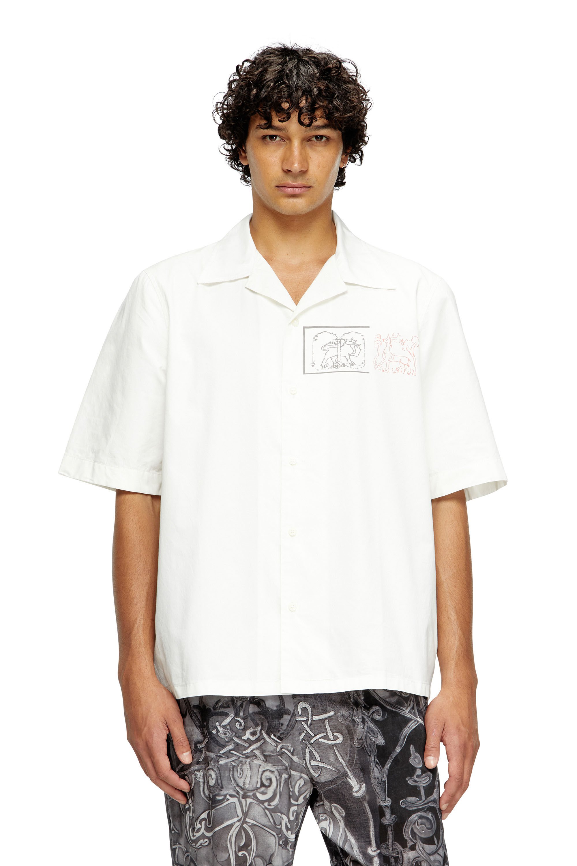 Diesel - S-BRACK-A-HGBS, Male's Shirt with sword print in ホワイト - 3