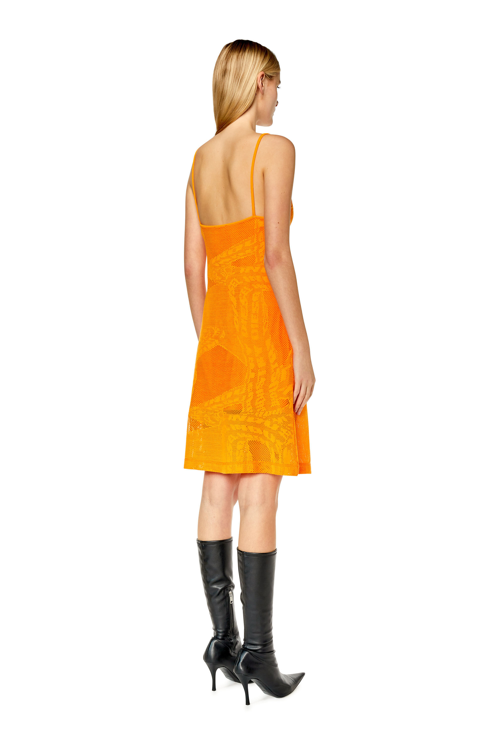 Diesel - D-JAQUNET, Female's ワンピース メッシュ ストラップドレス in オレンジ - 3
